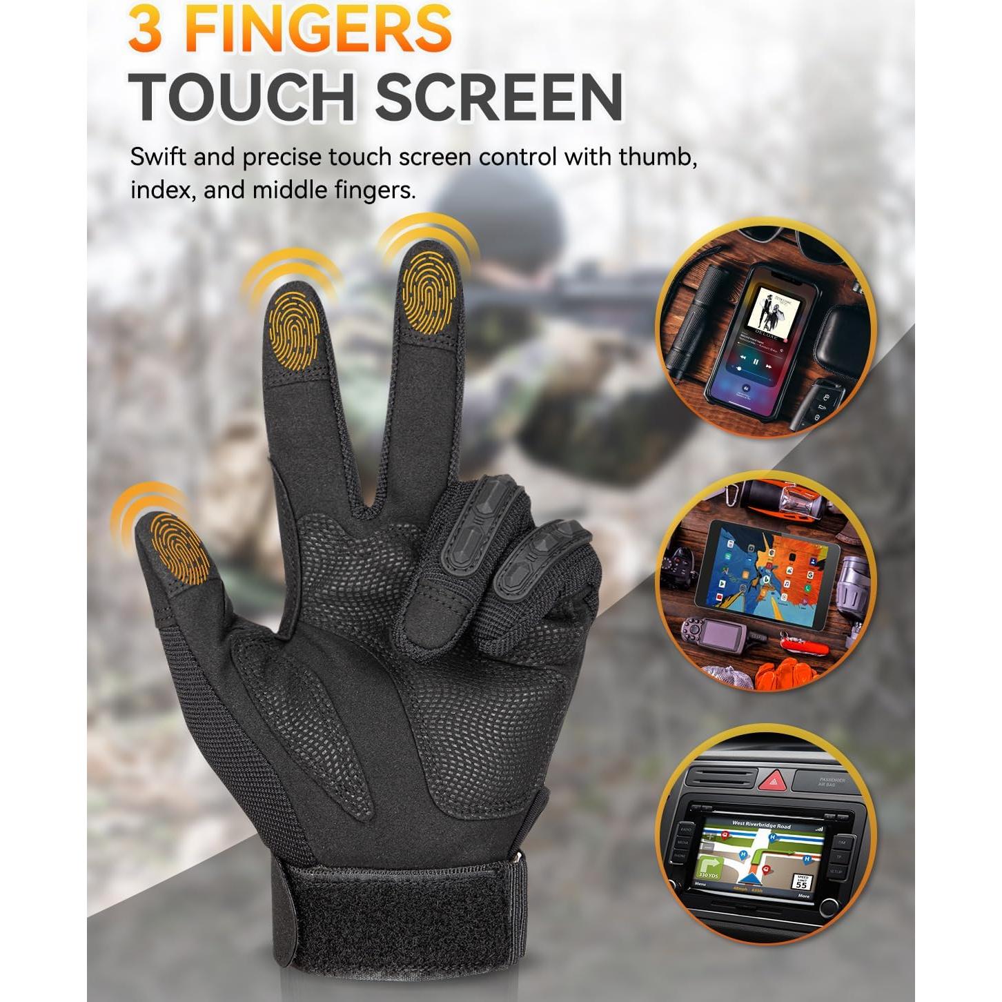 Guantes Tácticos KUMGIM ZSST001 Negros para Motocicleta