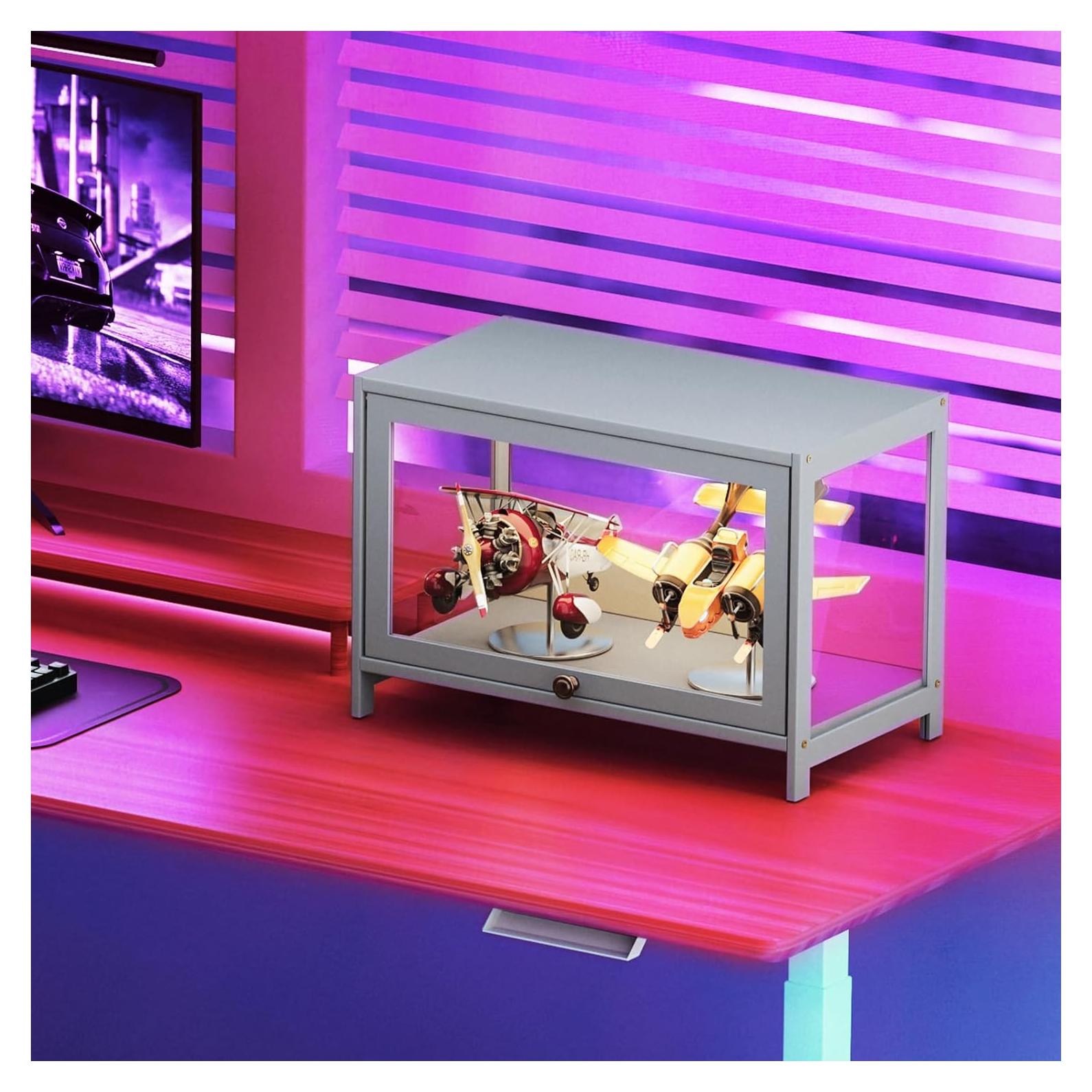 Gabinete de Exhibición BRIGHTORIA 1 Nivel Acrílico 40.64 cm Gris