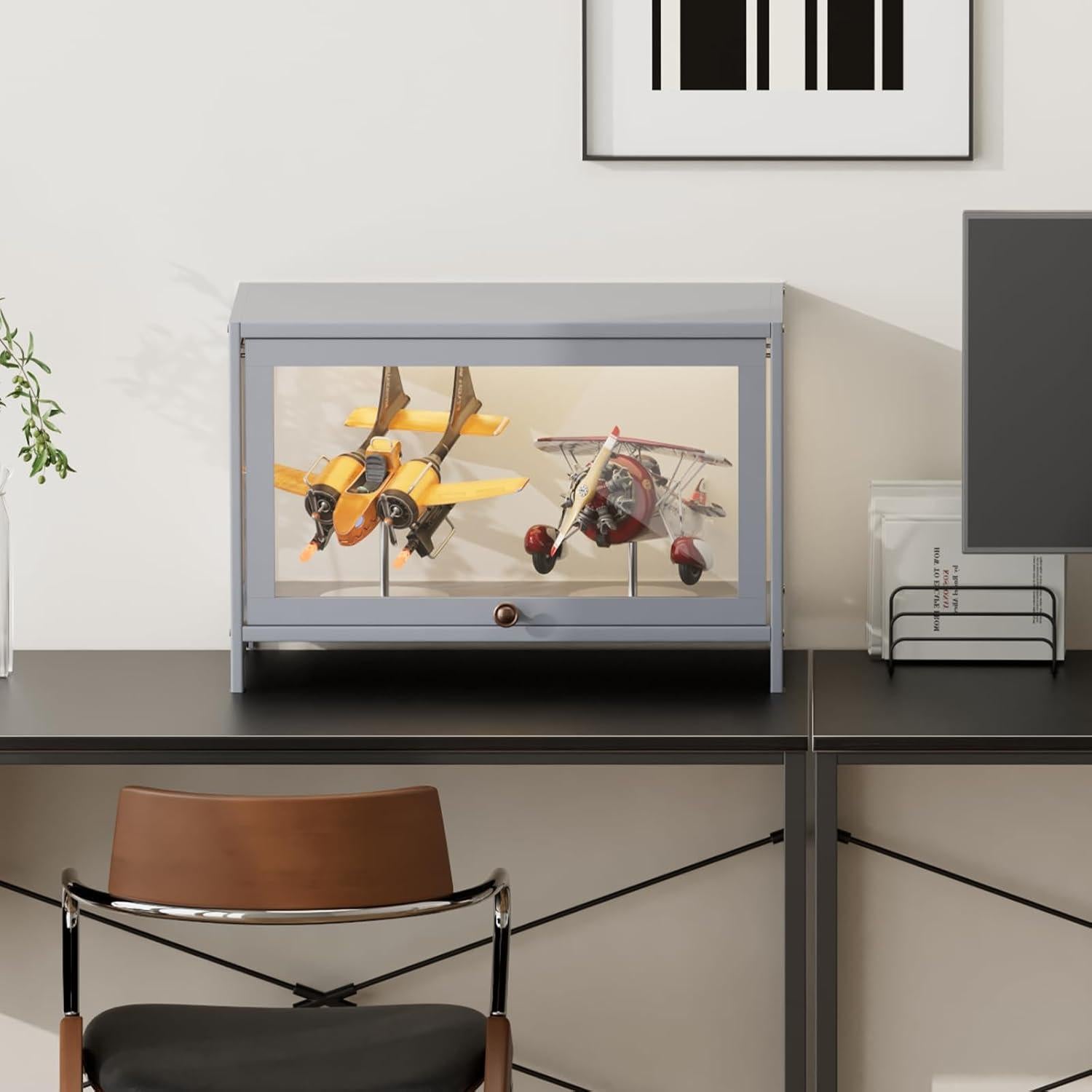 Gabinete de Exhibición BRIGHTORIA 1 Nivel Acrílico 40.64 cm Gris