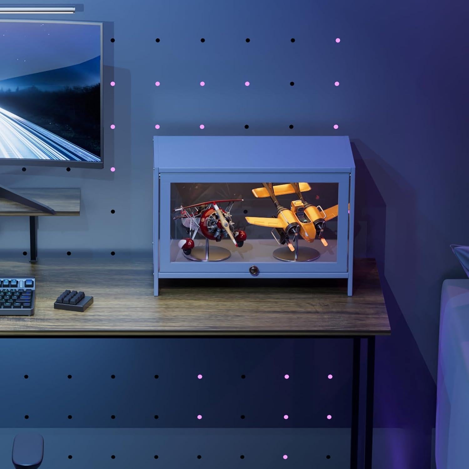 Gabinete de Exhibición BRIGHTORIA 1 Nivel Acrílico 40.64 cm Gris