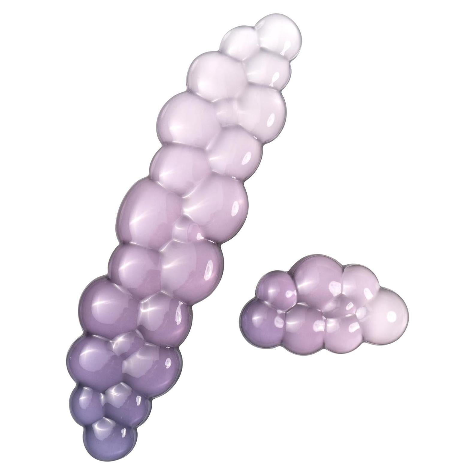 Conjunto Reposamuñecas Gel Silicona Nube Ergonomico Gris Púrpura