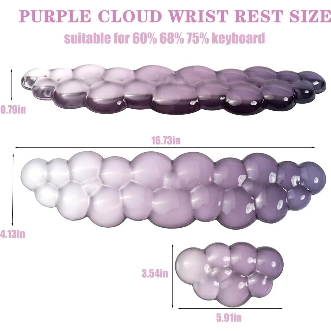 Conjunto Reposamuñecas Gel Silicona Nube Ergonomico Gris Púrpura