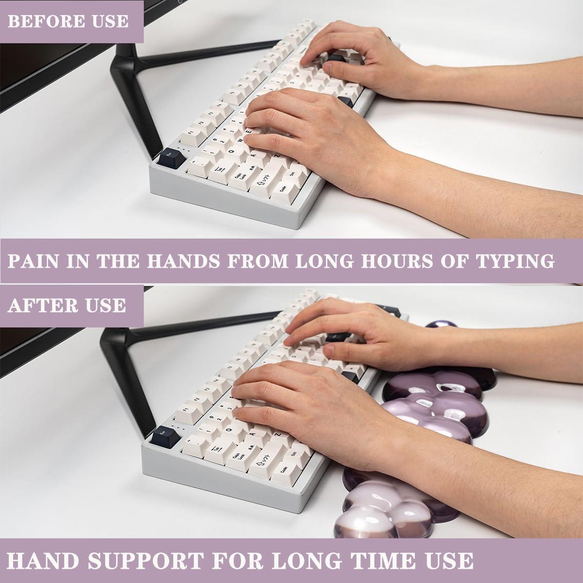 Conjunto Reposamuñecas Gel Silicona Nube Ergonomico Gris Púrpura