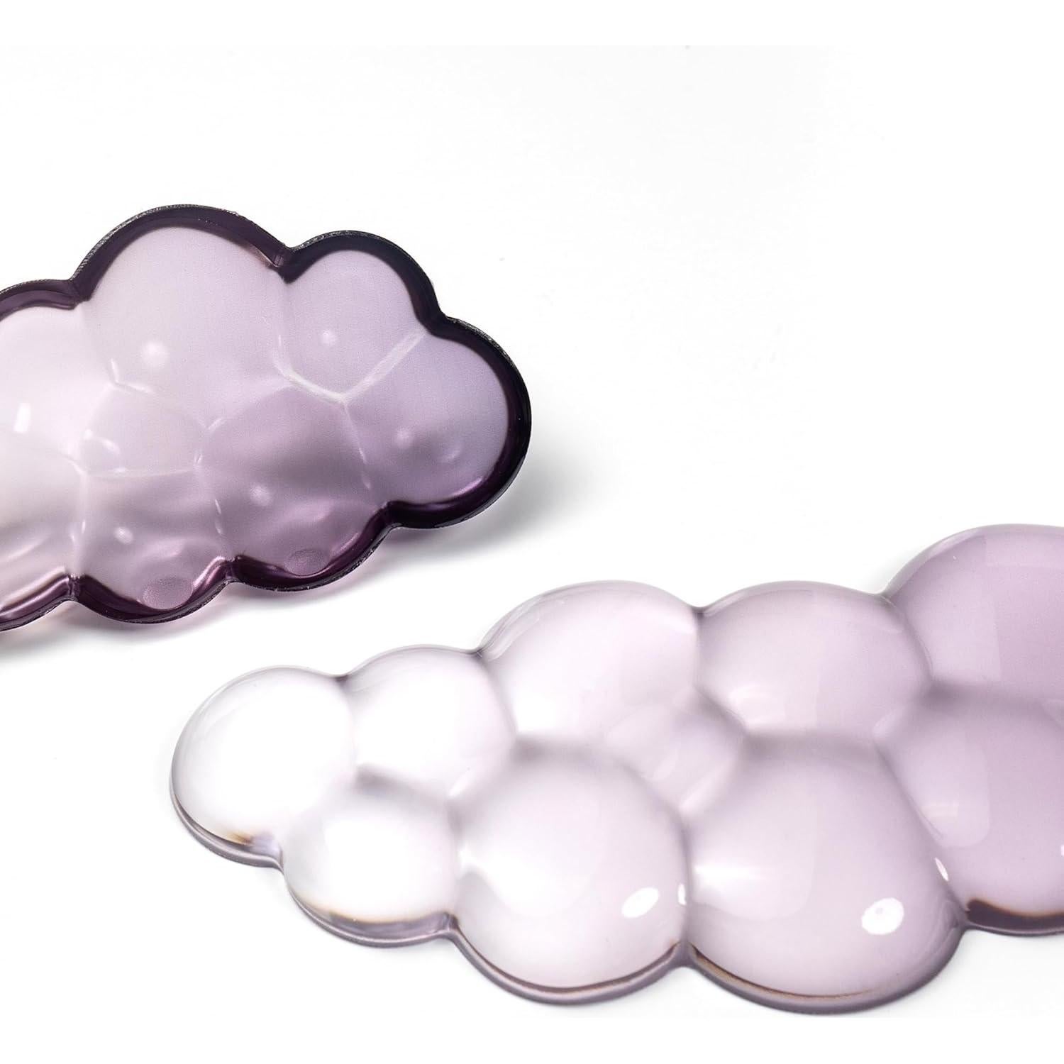 Conjunto Reposamuñecas Gel Silicona Nube Ergonomico Gris Púrpura