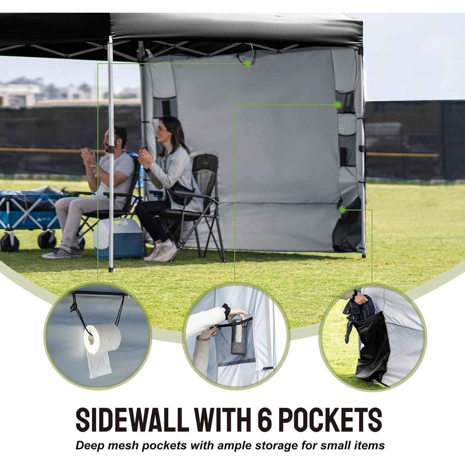 Pared Lateral CROWN SHADES Negra para Carpa Plegable 1.98x3.05m