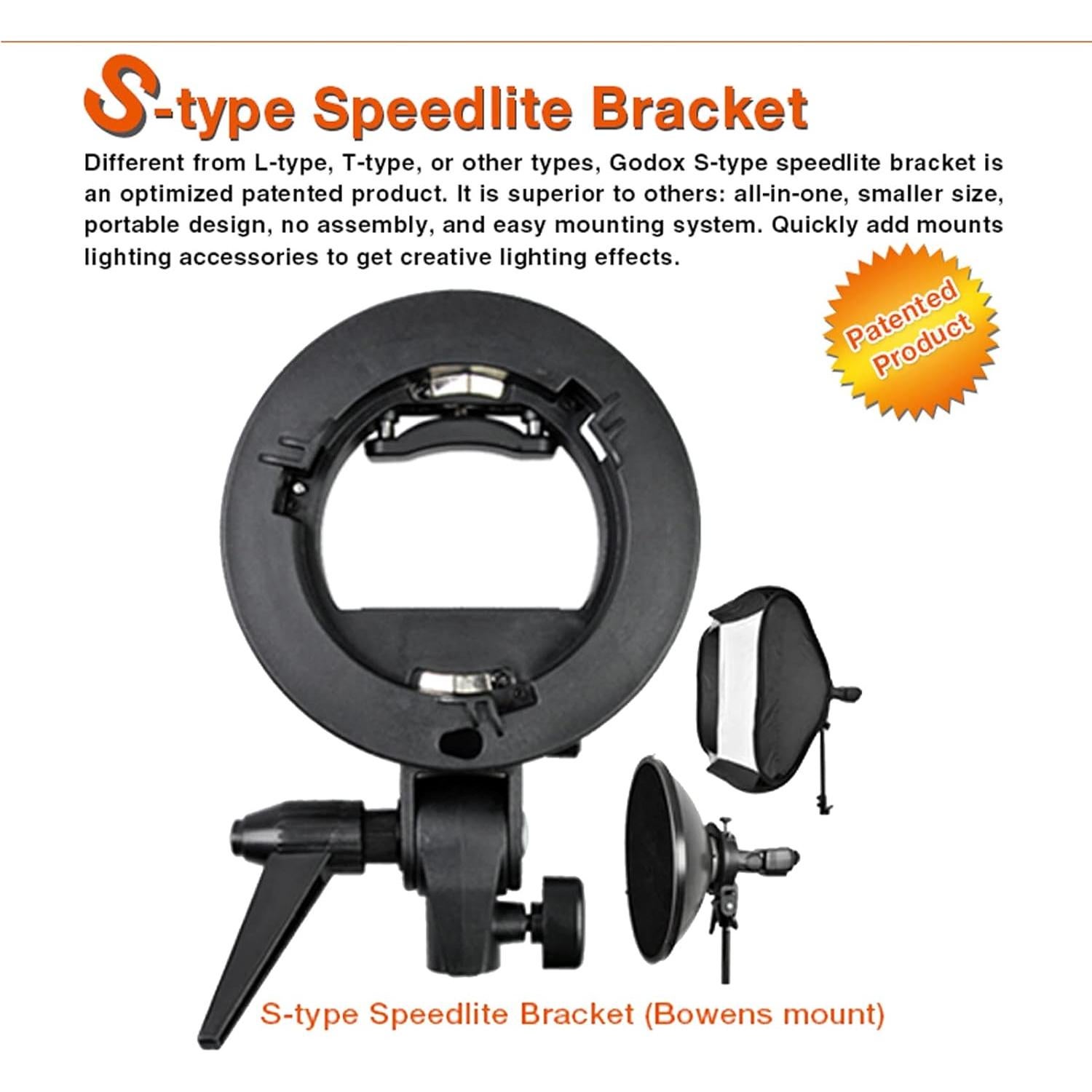 Soporte Godox Tipo S para Flash Speedlite y Accesorios