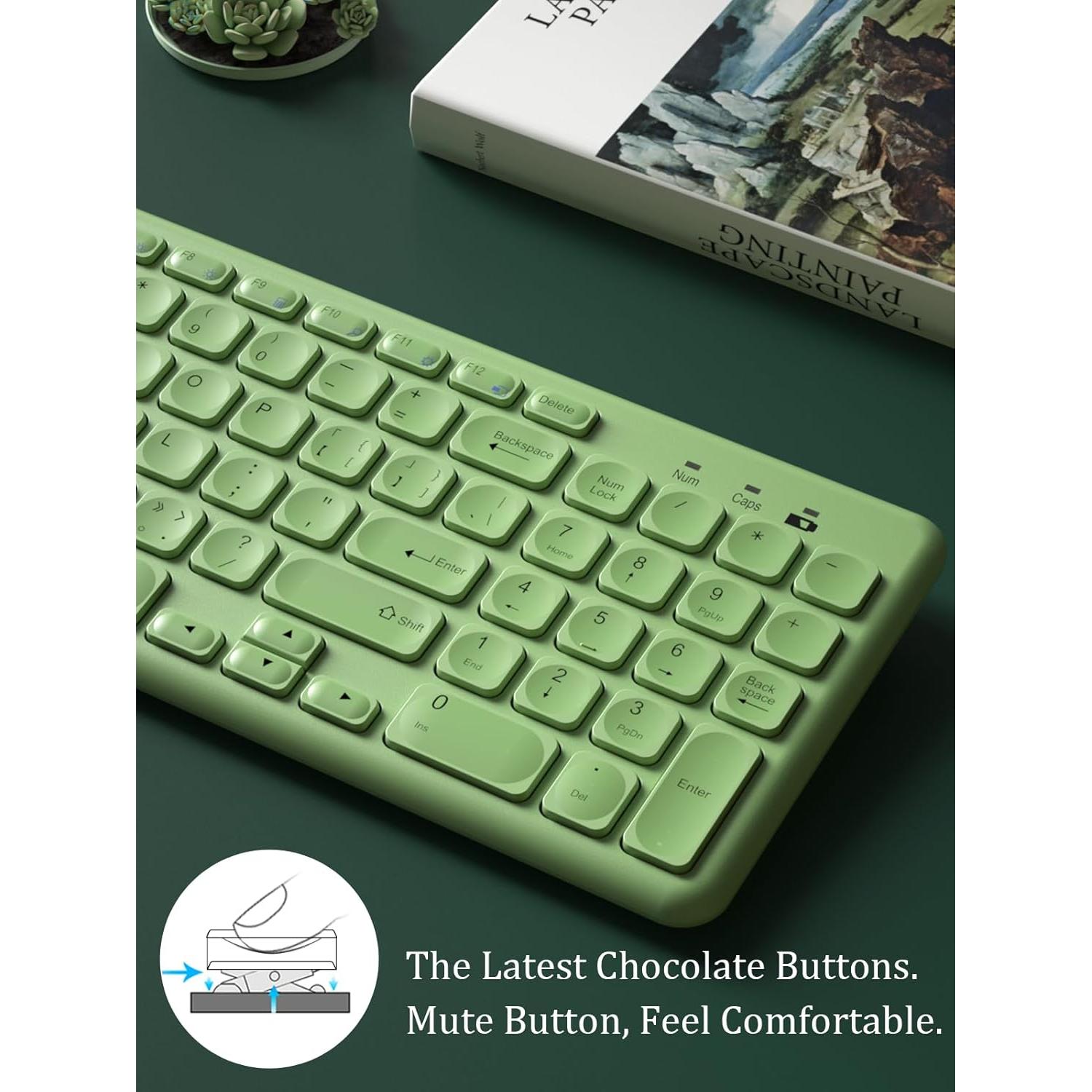 Combo Teclado y Ratón Inalámbrico Arcwares Verde Ergonómico