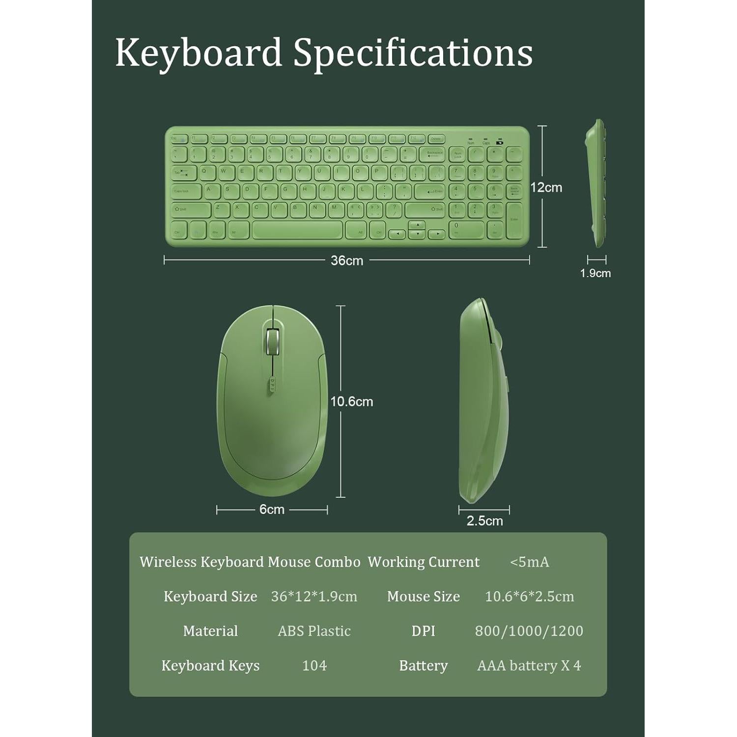 Combo Teclado y Ratón Inalámbrico Arcwares Verde Ergonómico