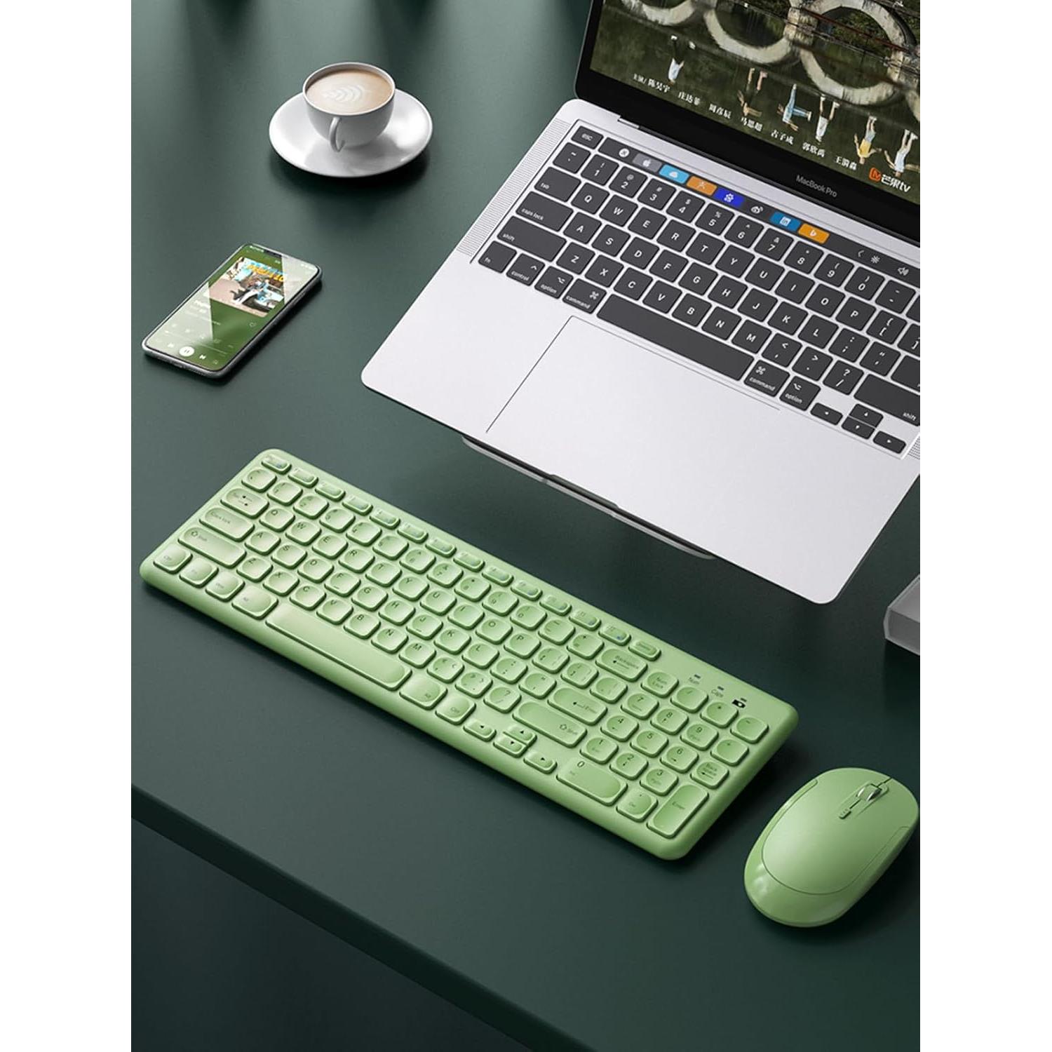 Combo Teclado y Ratón Inalámbrico Arcwares Verde Ergonómico