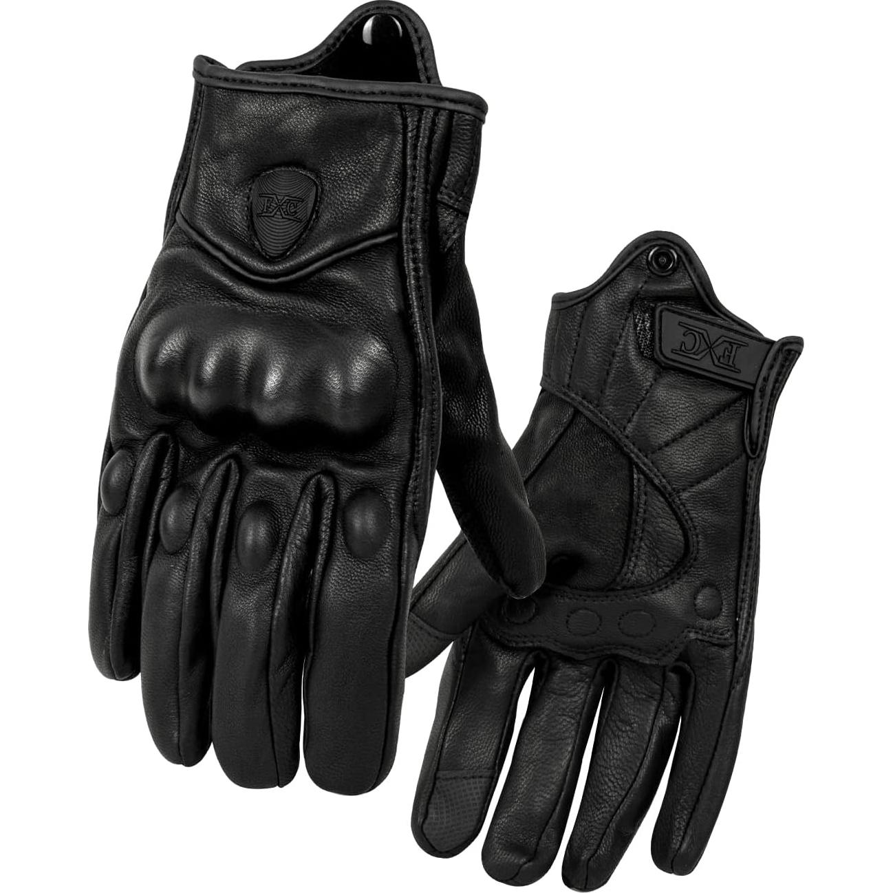 Guantes de Cuero FXC para Motocicleta Táctiles Hombre