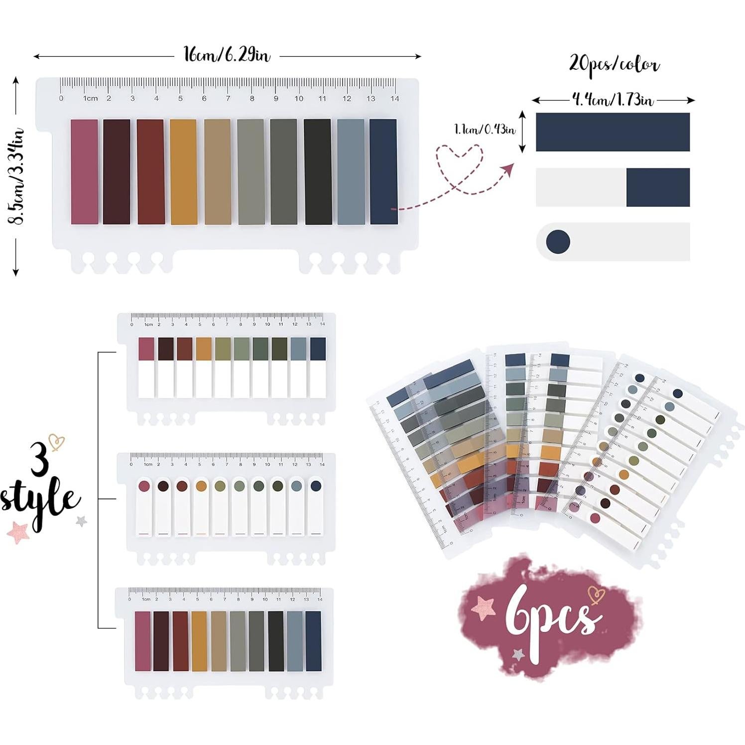 1200 Pestañas Adhesivas Agoer - Marcadores de Página Coloridos