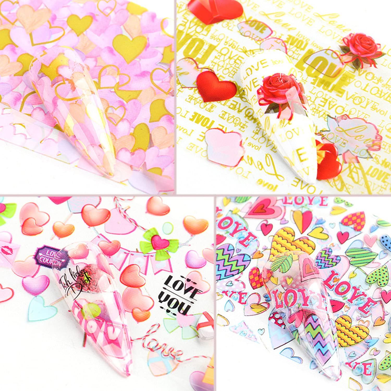 Calcomanías de Foil para Uñas TBRZTR - 10 Hojas San Valentín