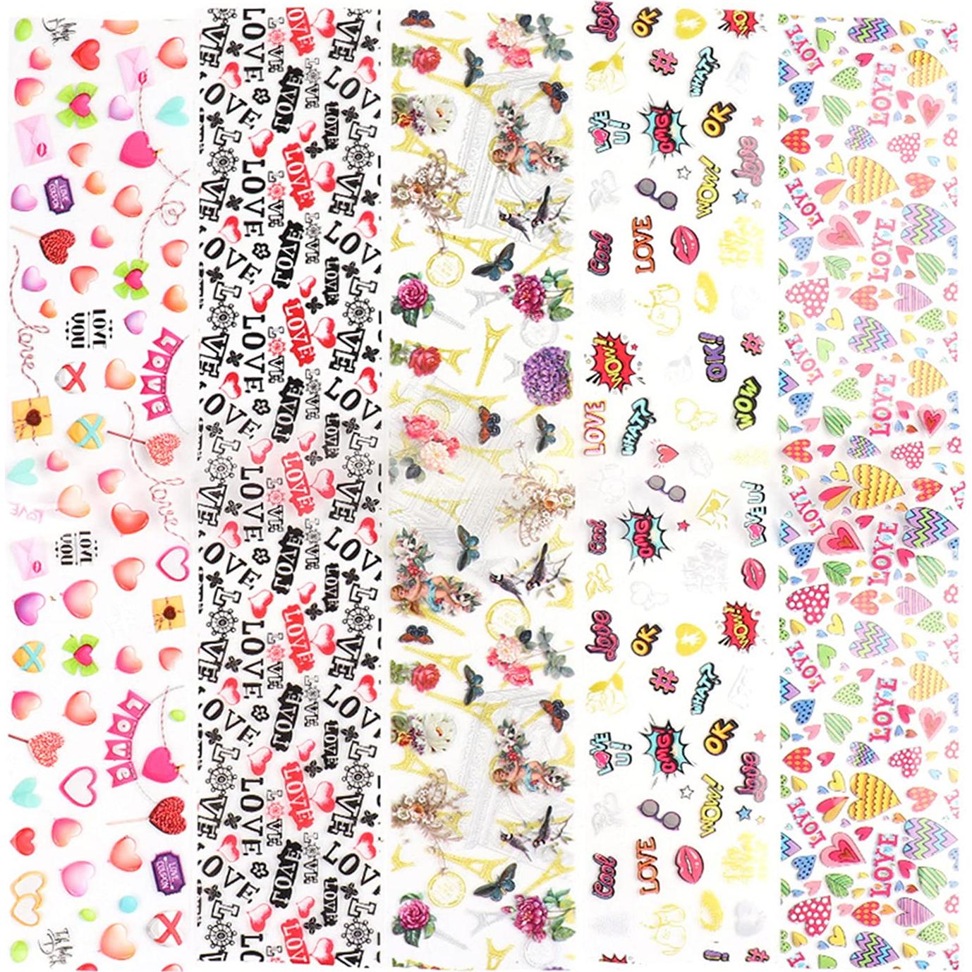 Calcomanías de Foil para Uñas TBRZTR - 10 Hojas San Valentín