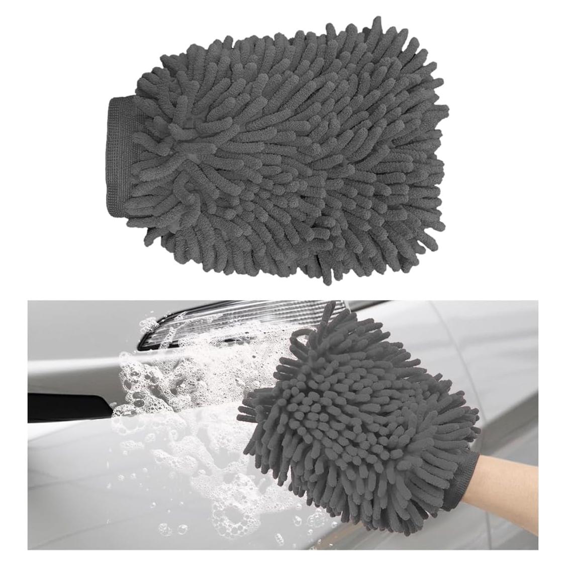 Guantes de Lavado de Autos Gasedin Chenille Absorbente Gris
