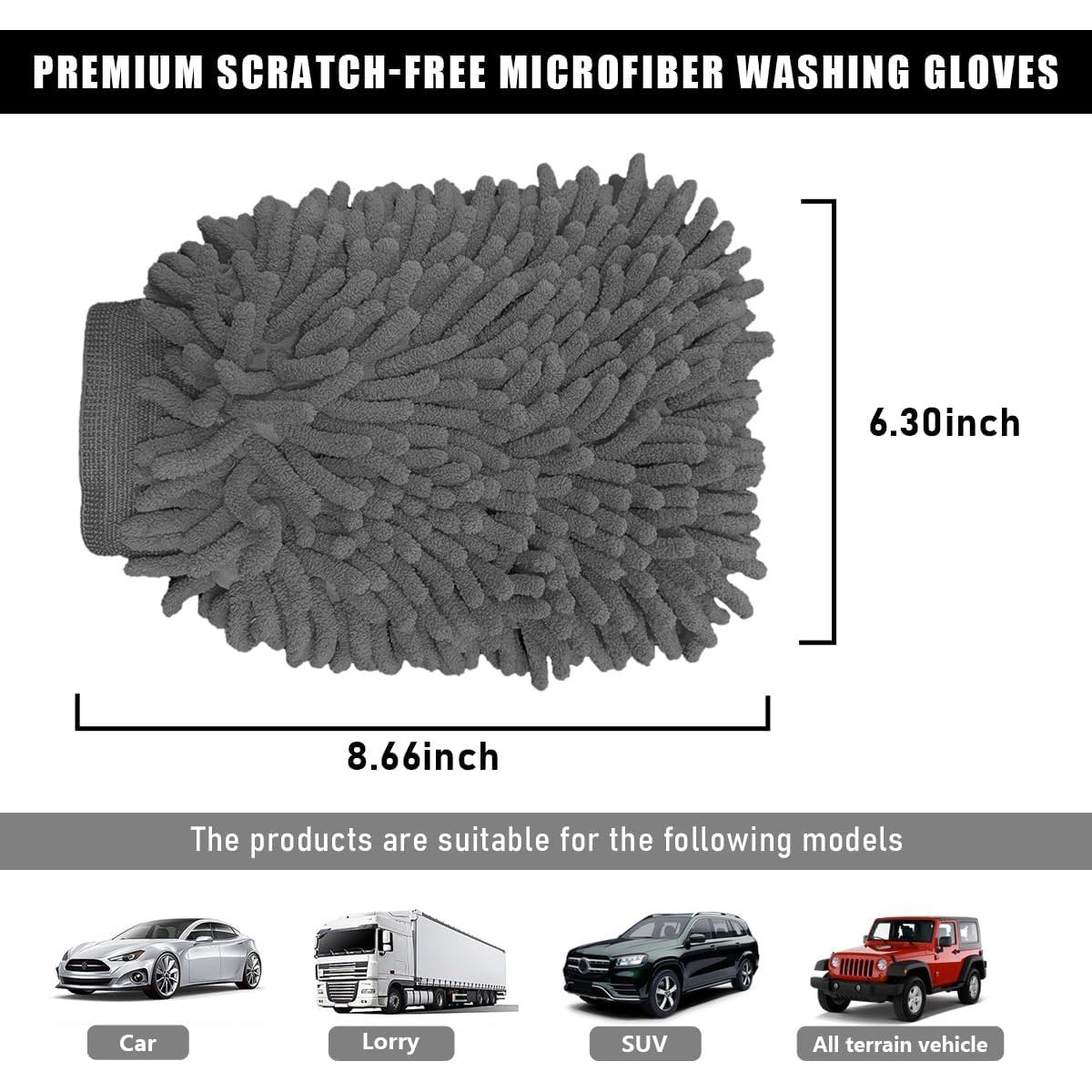 Guantes de Lavado de Autos Gasedin Chenille Absorbente Gris