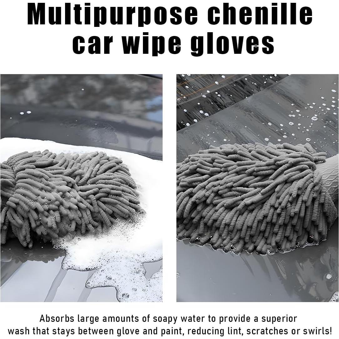 Guantes de Lavado de Autos Gasedin Chenille Absorbente Gris