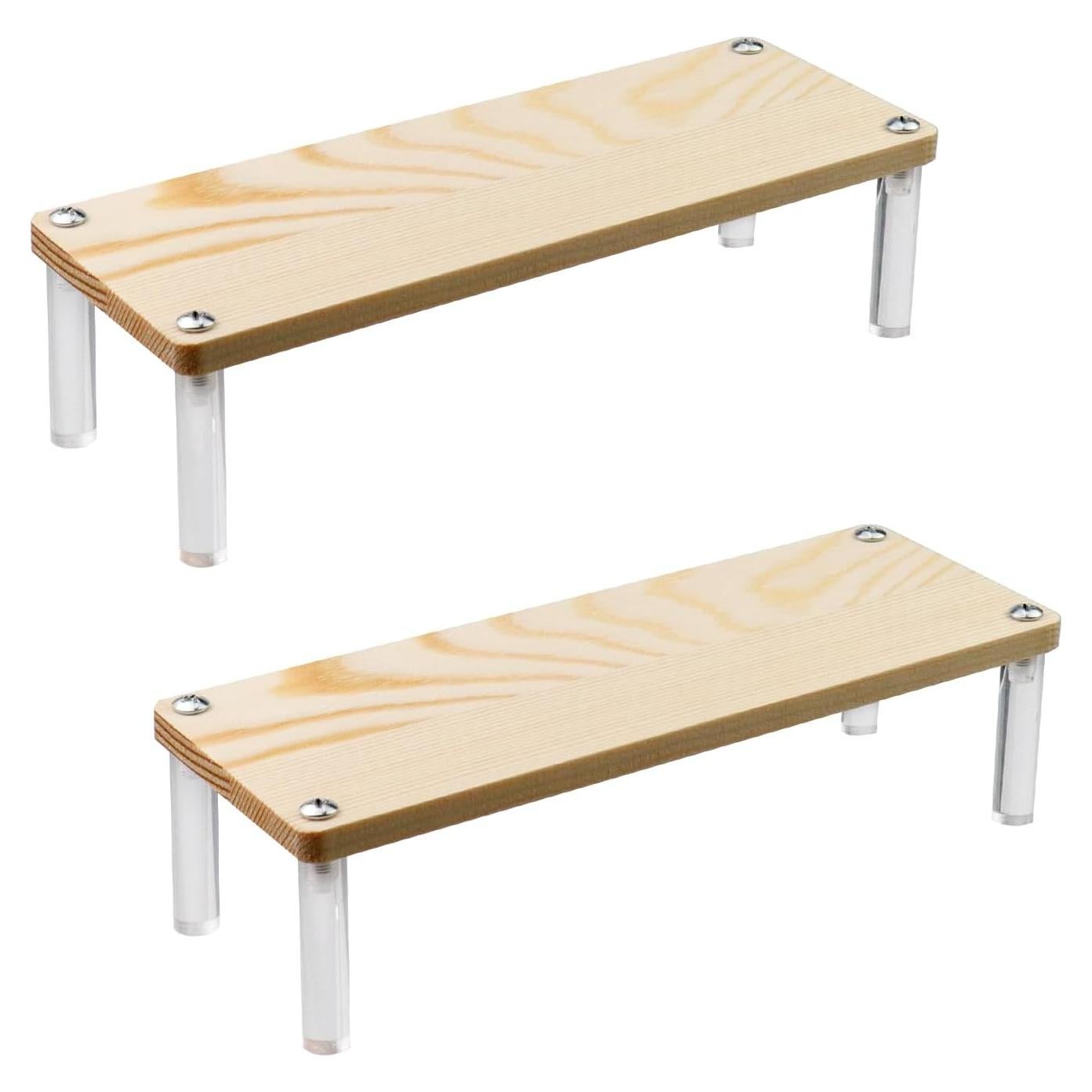 Paquete de 2 estantes de exhibición madera-acrílico 195x70mm