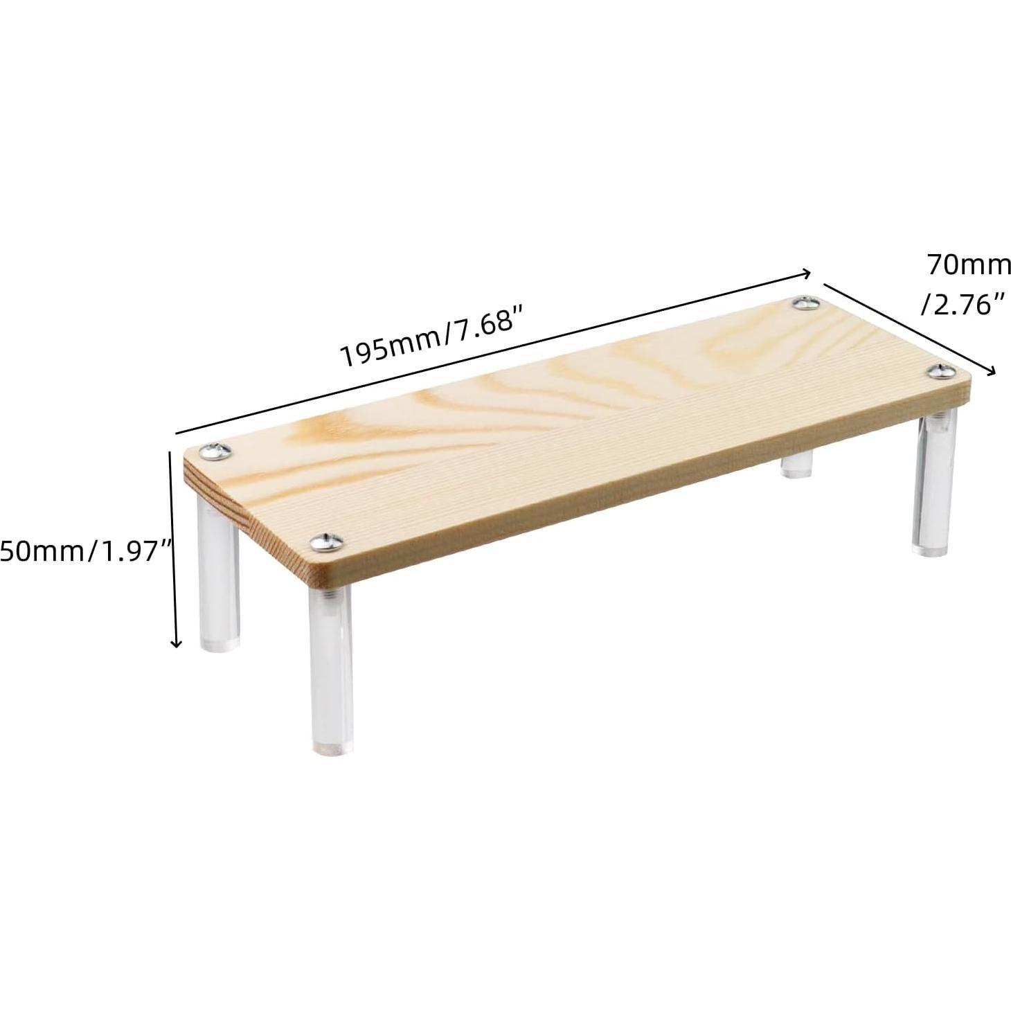 Paquete de 2 estantes de exhibición madera-acrílico 195x70mm