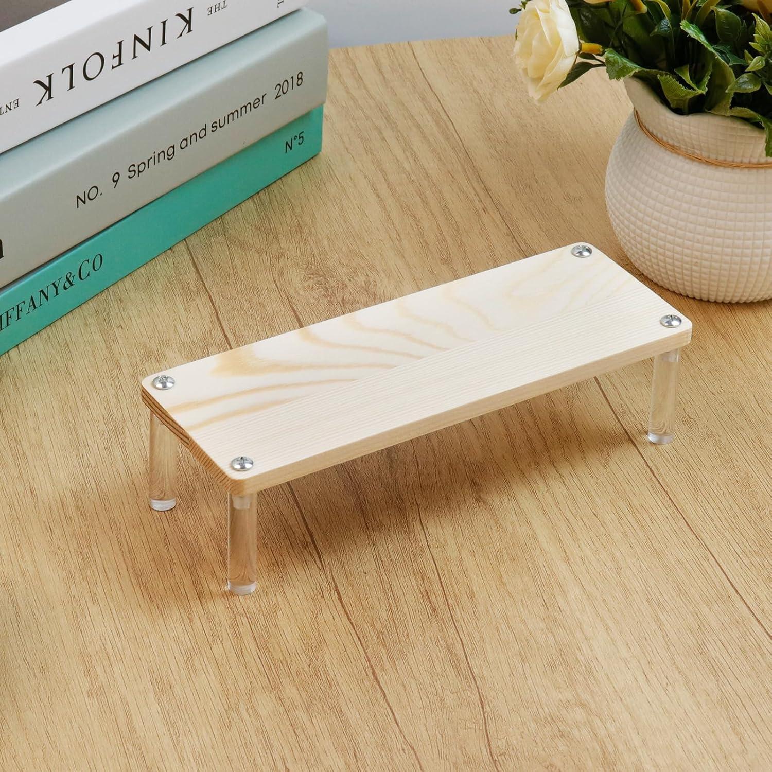 Paquete de 2 estantes de exhibición madera-acrílico 195x70mm