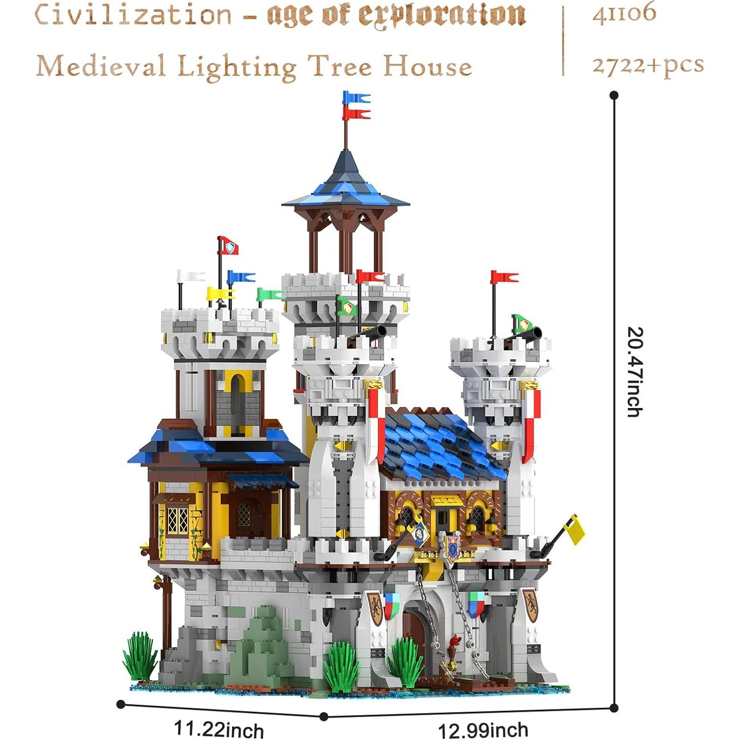 Medieval Castle Building Sets for Adults, Ideas House Model Toy Construction Set with LED Light, Collectible or Home Office Display, Gifts for Boys Girls Teens Women 41106