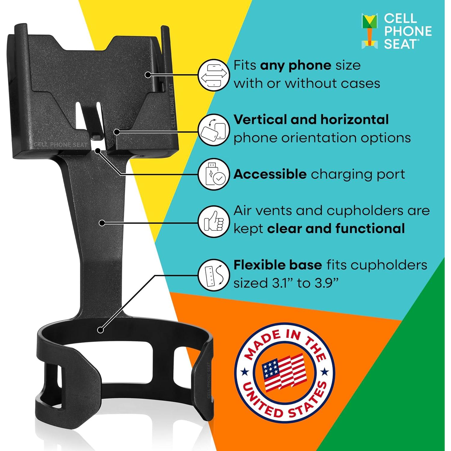 Soporte para Teléfono en Portavasos CELL PHONE SEAT Negro