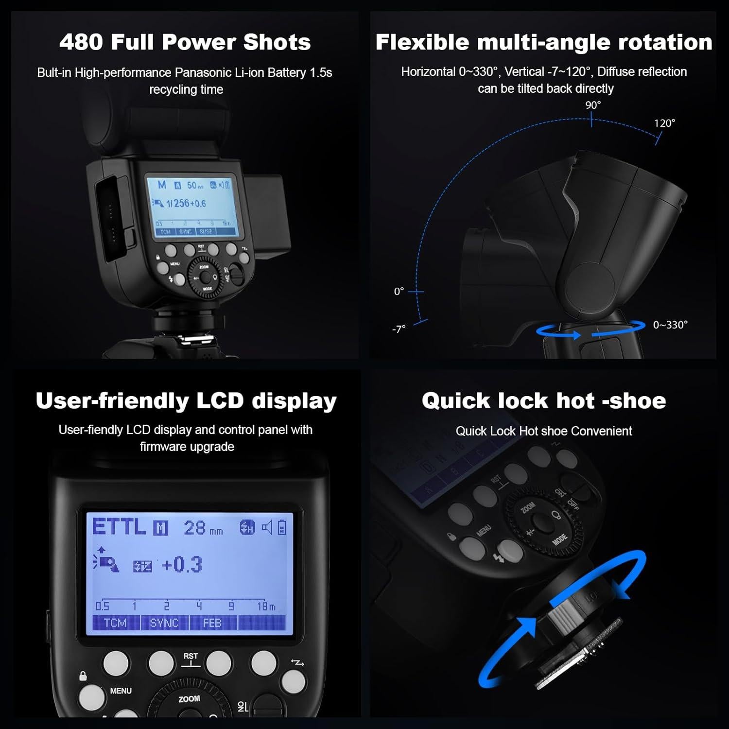 Flash Godox V1-S para Sony TTL Inalámbrico 1.5s Recarga