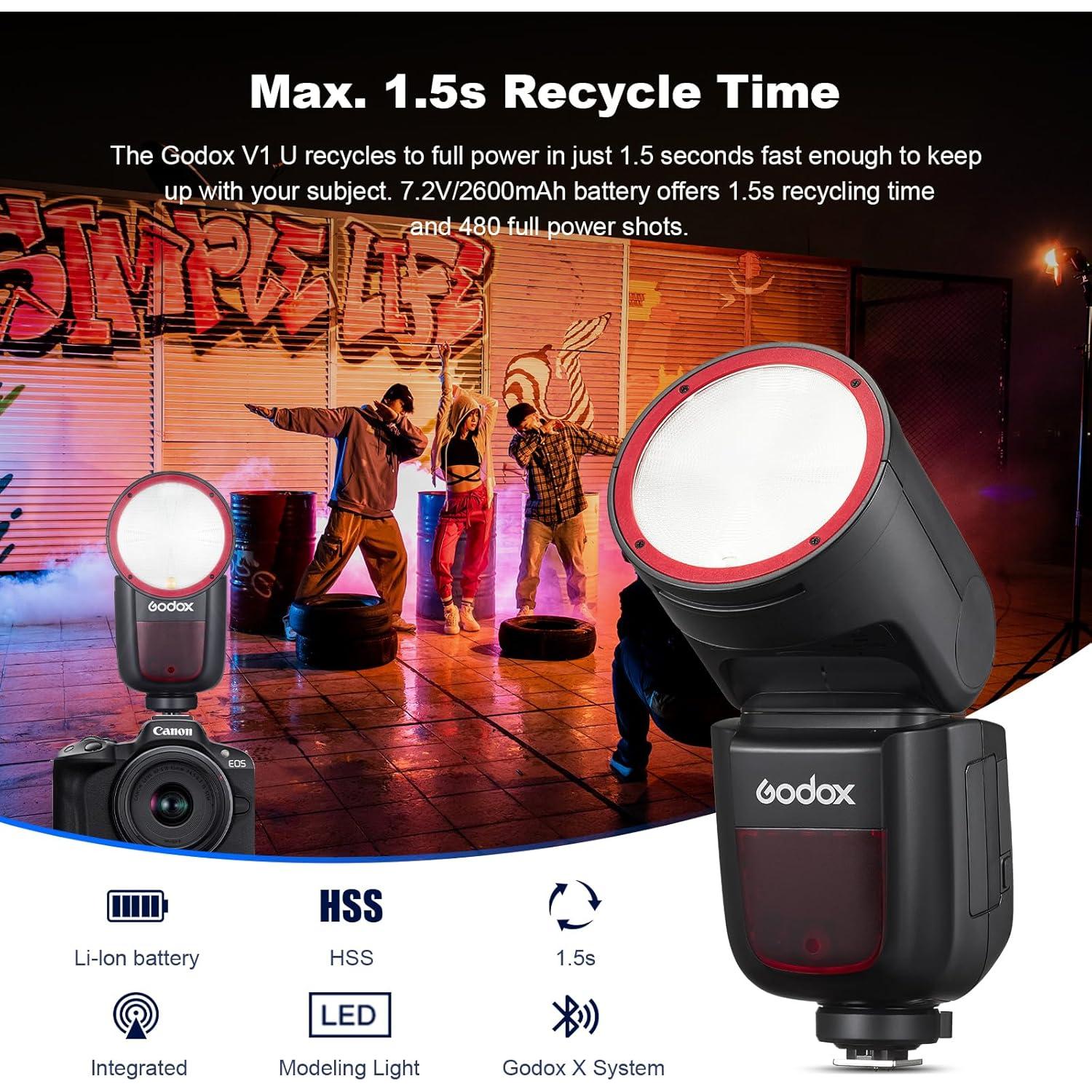 Flash Godox V1-S para Sony TTL Inalámbrico 1.1kg 2.4G HSS