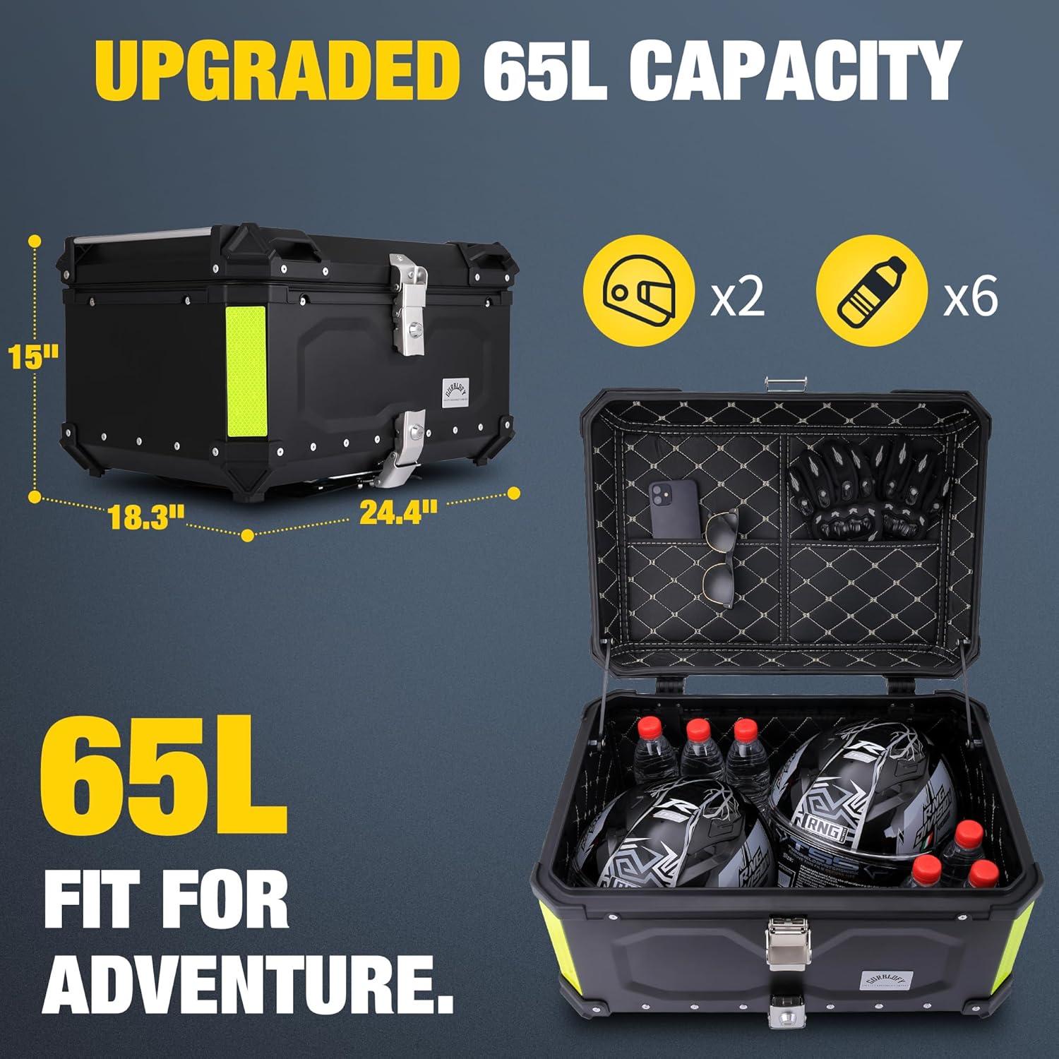 Caja Superior de Motocicleta Gurblofy 65L Impermeable