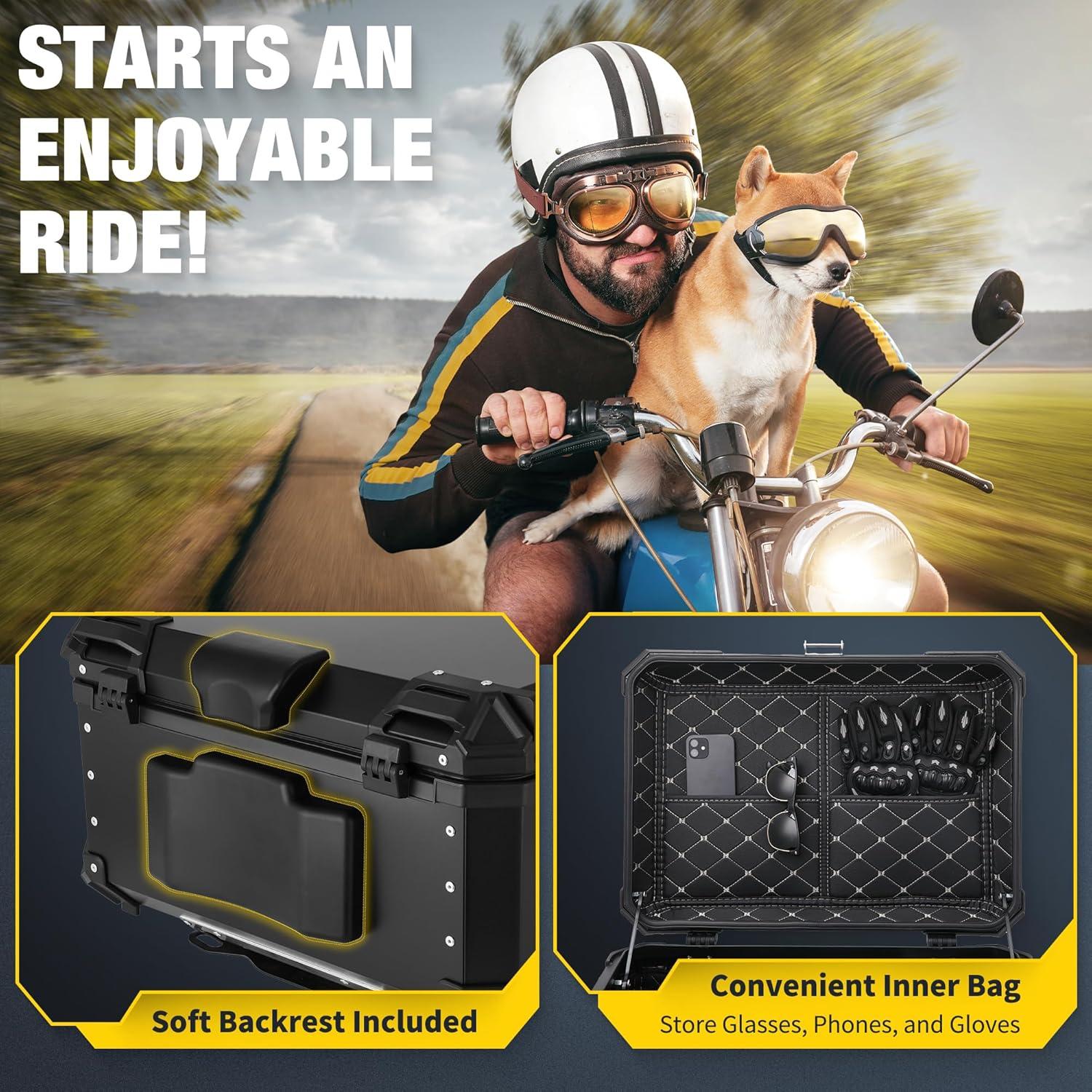 Caja Superior de Motocicleta Gurblofy 65L Impermeable