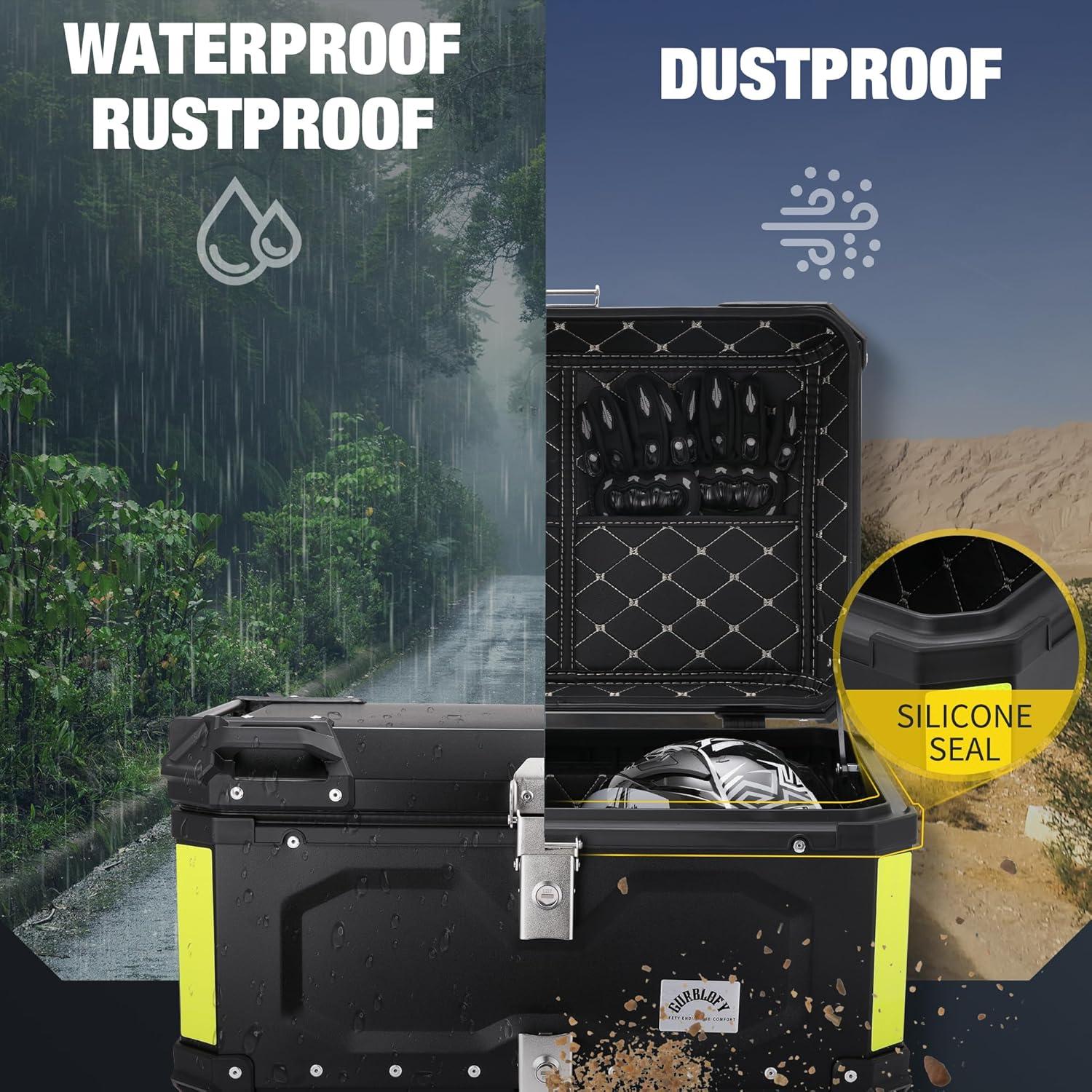 Caja Superior de Motocicleta Gurblofy 65L Impermeable