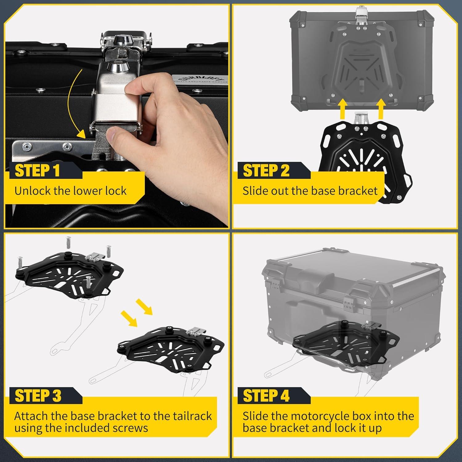 Caja Superior de Motocicleta Gurblofy 65L Impermeable