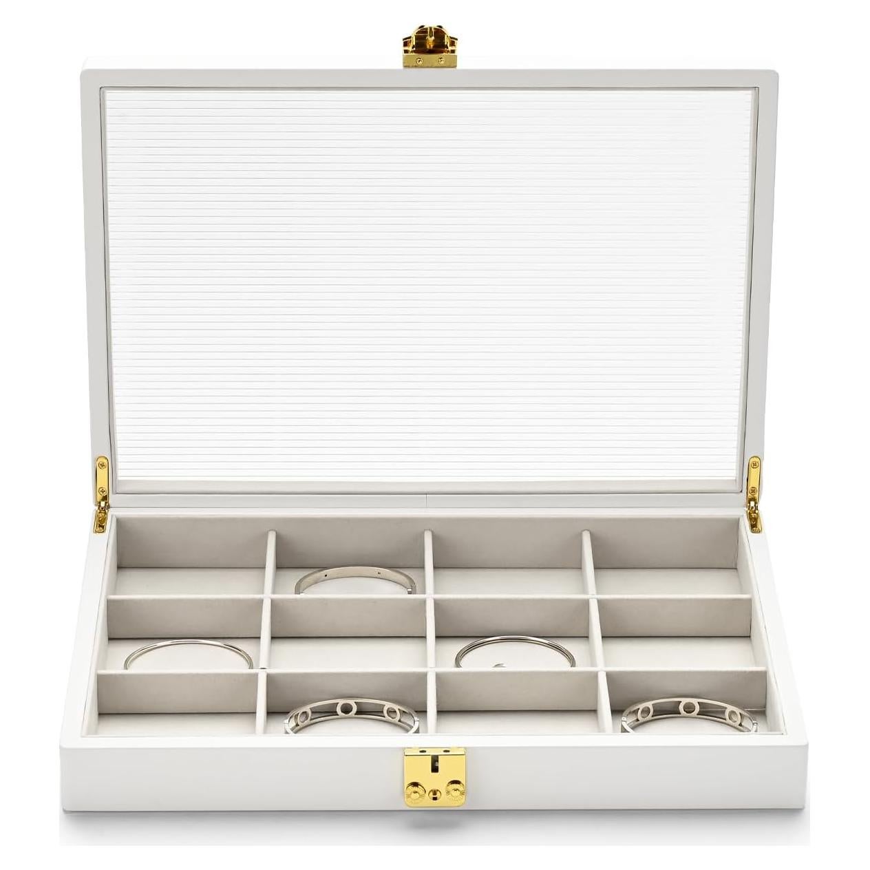 Caja organizadora de joyas Papten 12 compartimentos cuero