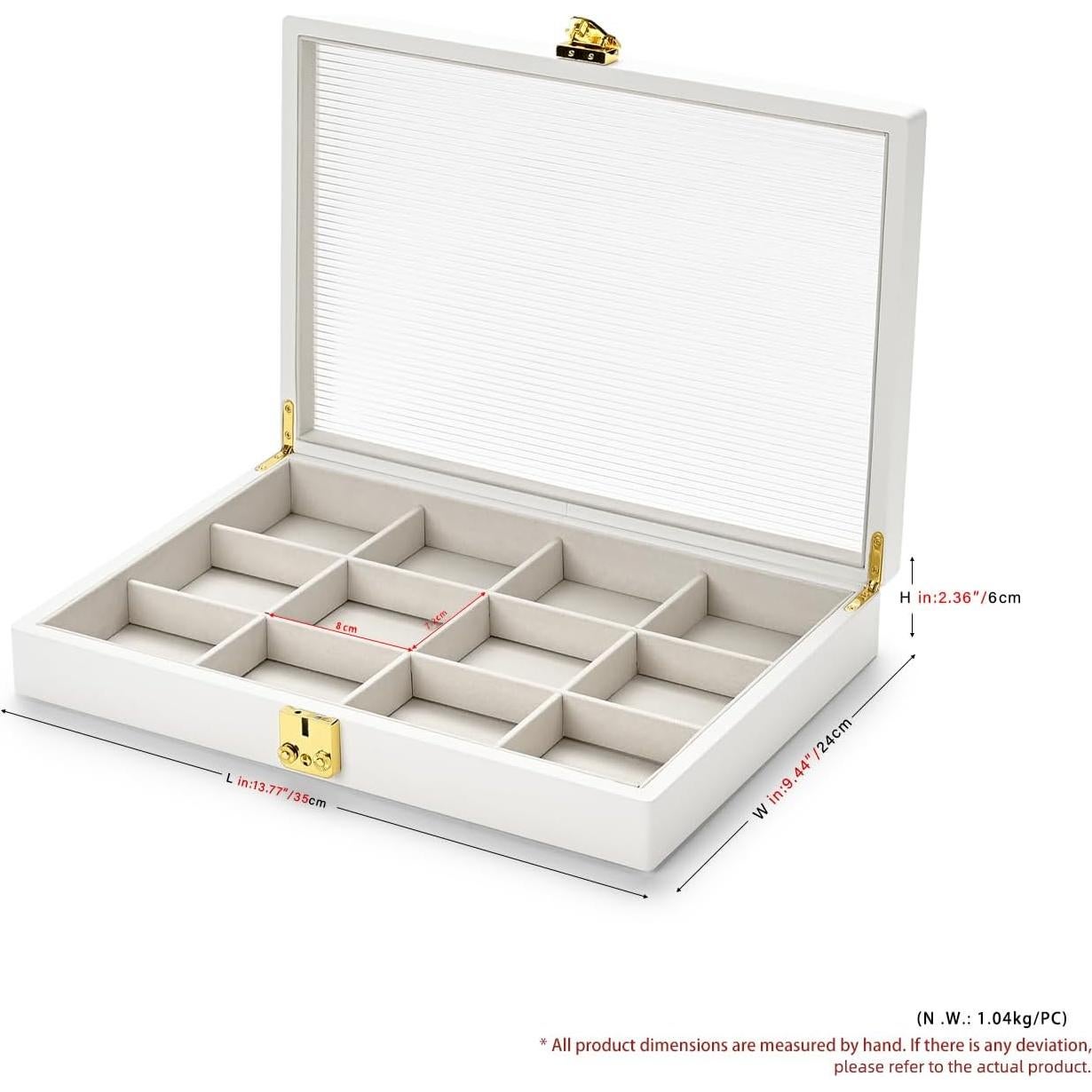 Caja organizadora de joyas Papten 12 compartimentos cuero