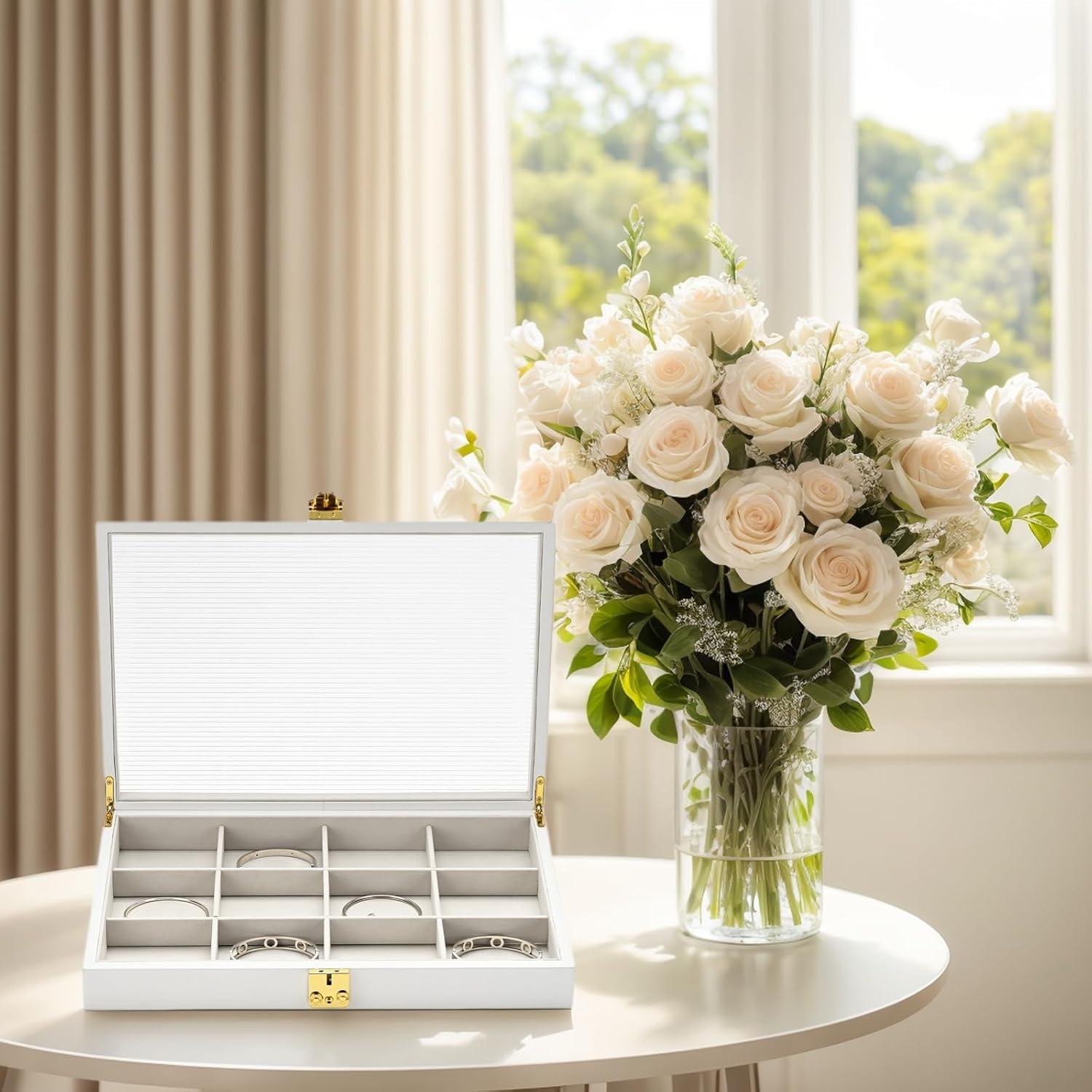 Caja organizadora de joyas Papten 12 compartimentos cuero