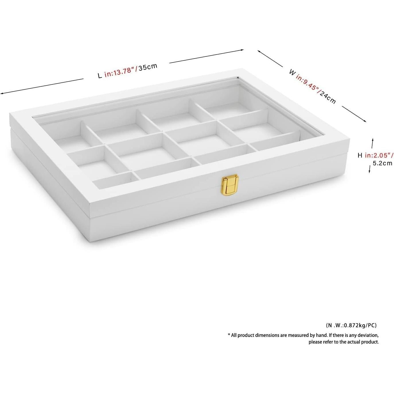 Caja organizadora de joyas Papten 12 compartimentos cuero