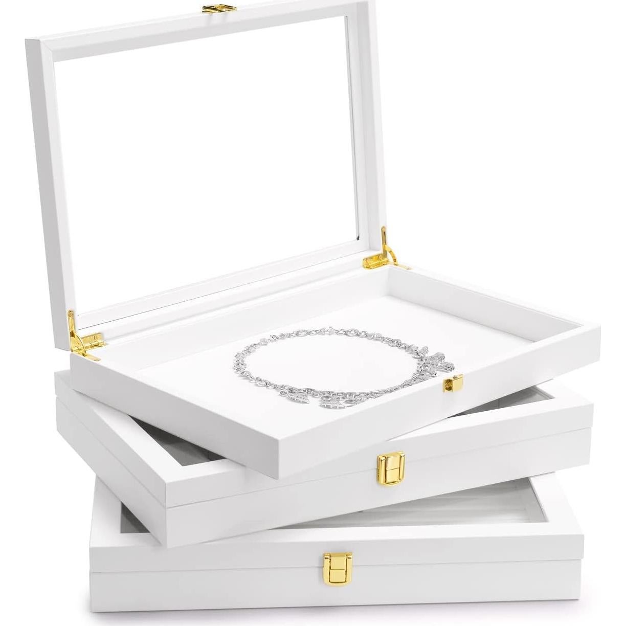 Caja organizadora de joyas Papten 12 compartimentos cuero