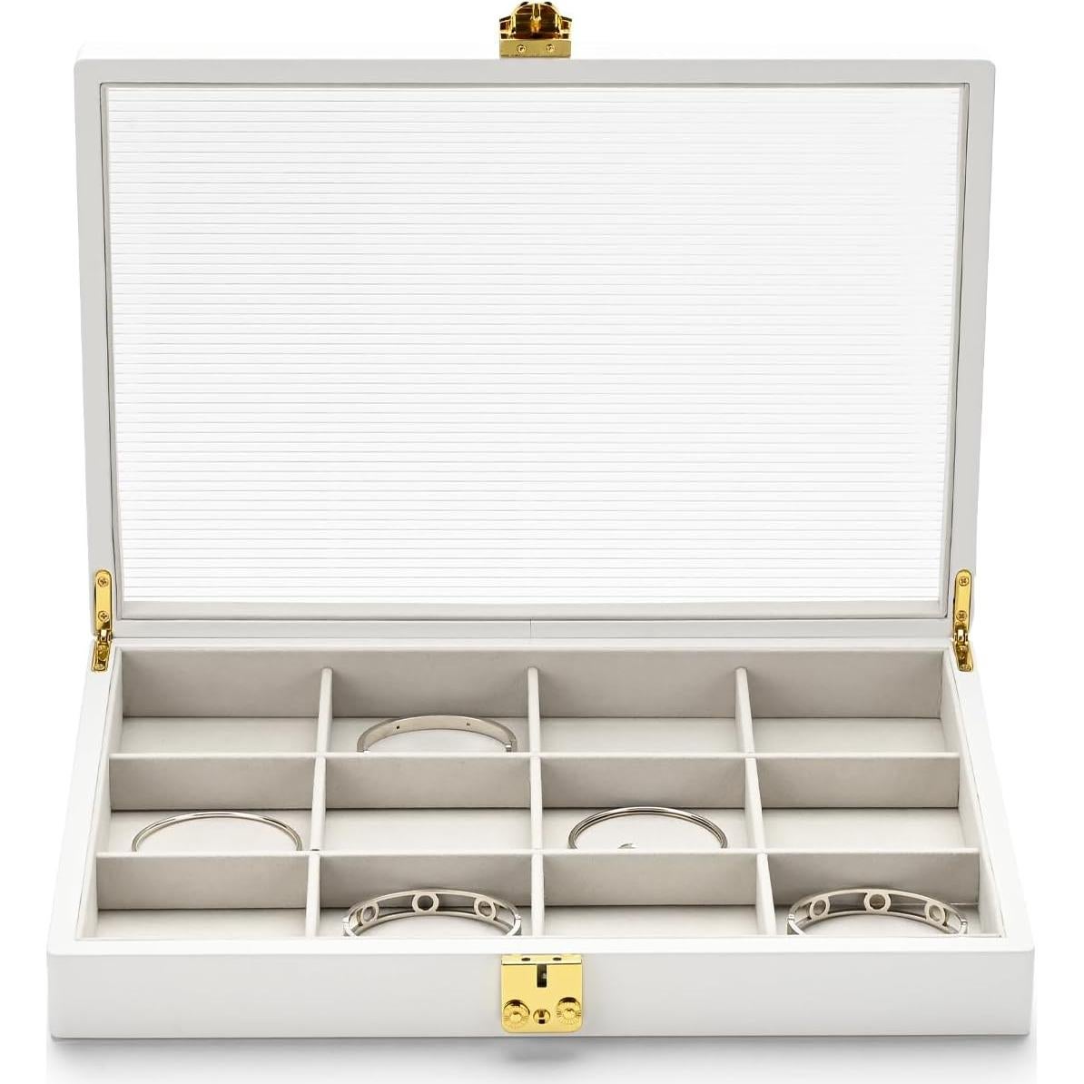 Caja organizadora de joyas Papten 12 compartimentos cuero