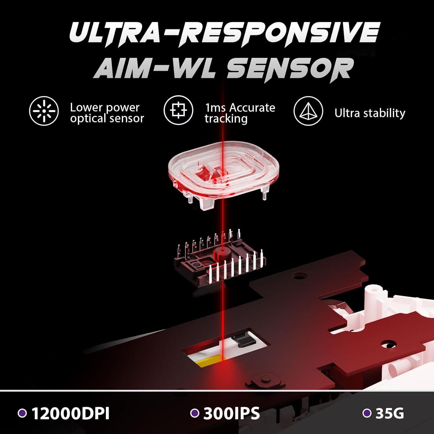 Ratón Inalámbrico DAREU A955 para Juegos RGB 12K DPI