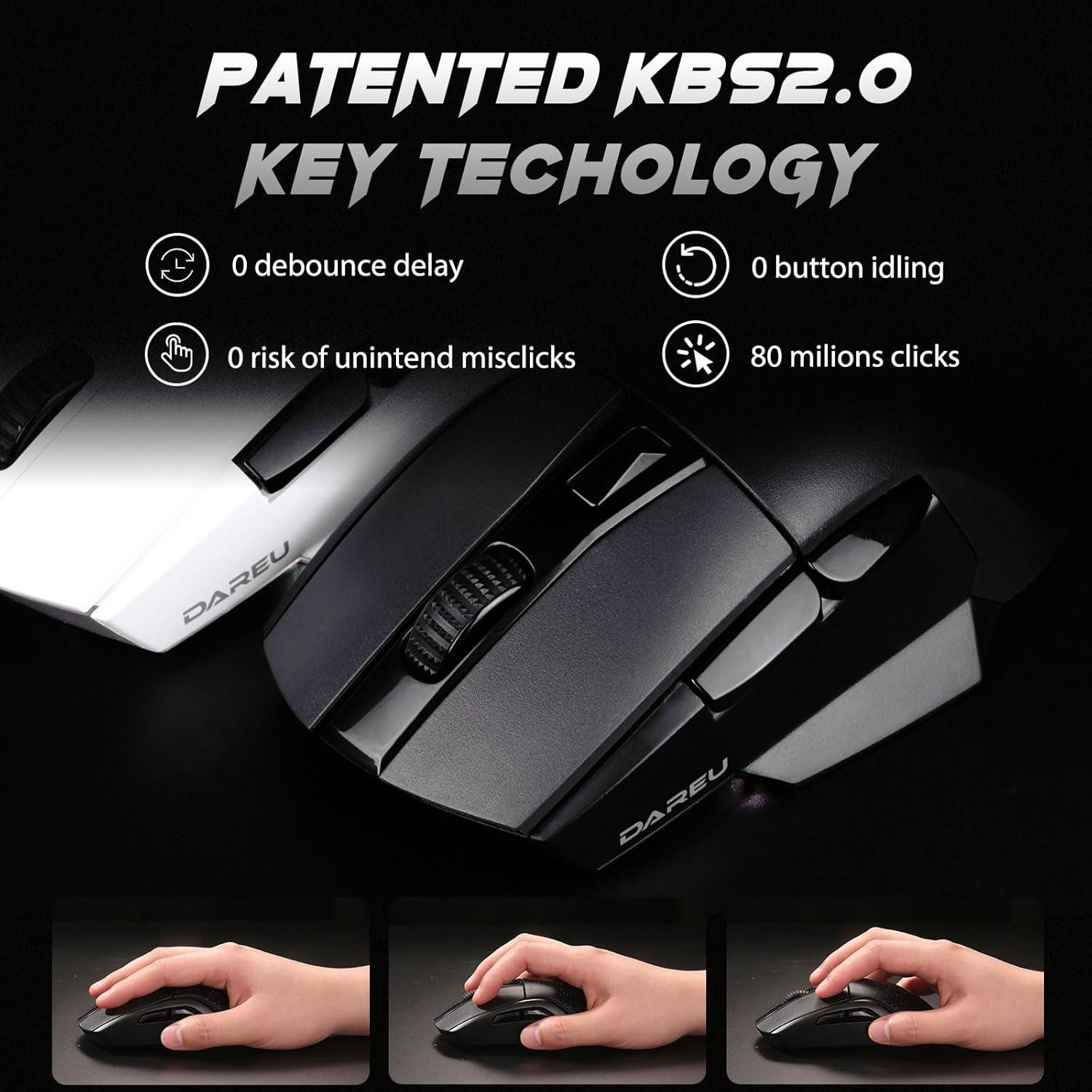 Ratón Inalámbrico DAREU A955 para Juegos RGB 12K DPI