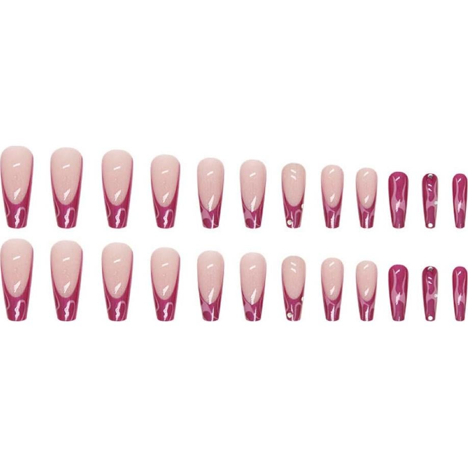 Uñas Postizas Largas CTTHNBD Rosa Aurora 24 Pcs Acrílicas
