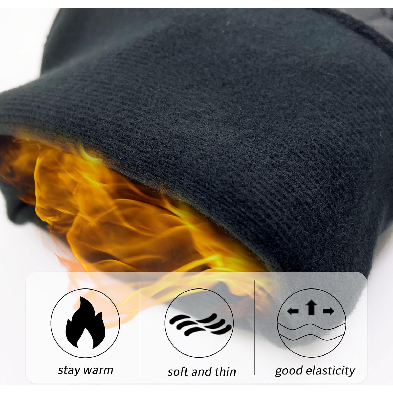 Guantes de Cuero ZLUXURQ para Hombre Forrados en Cachemira