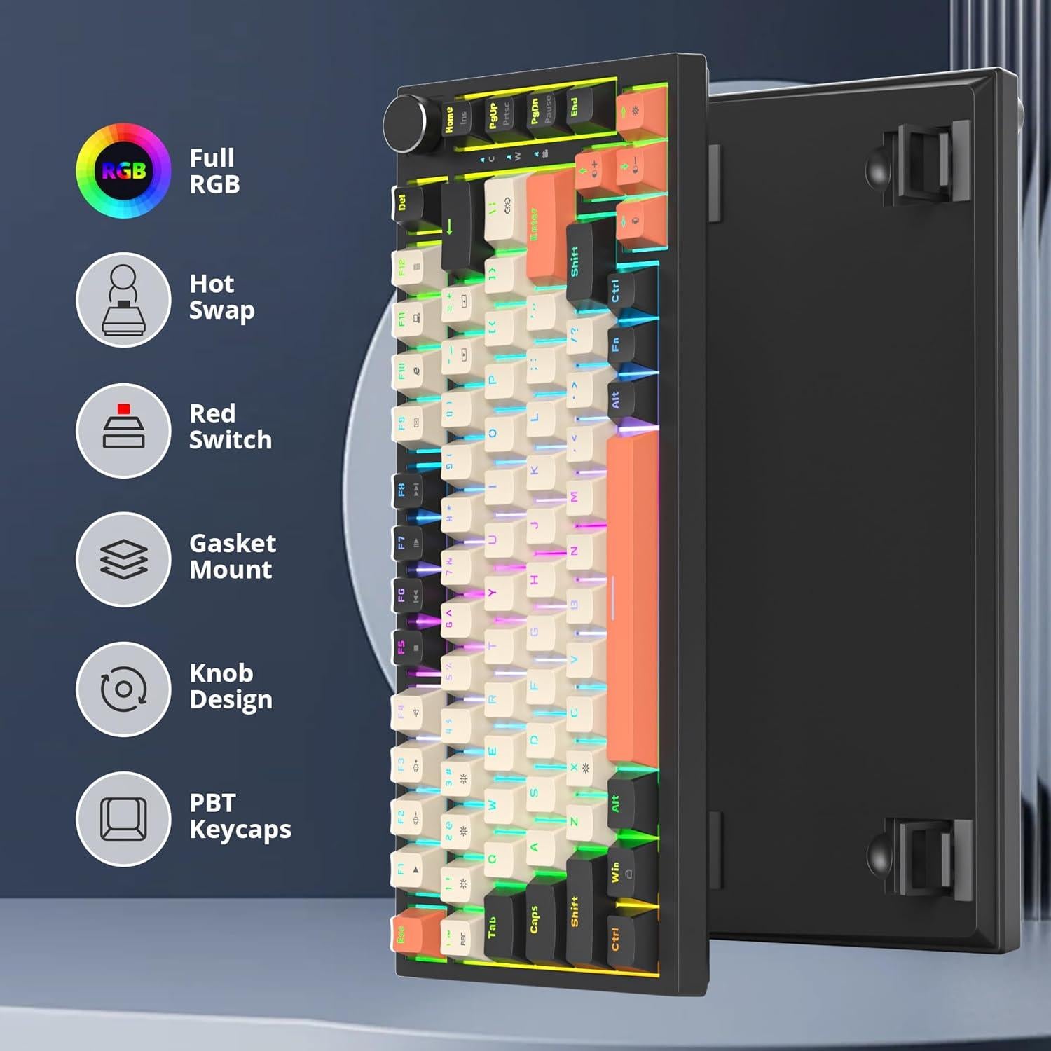 Teclado Mecánico RGB SbocKeeb 82 Teclas Carbono Hot-Swap