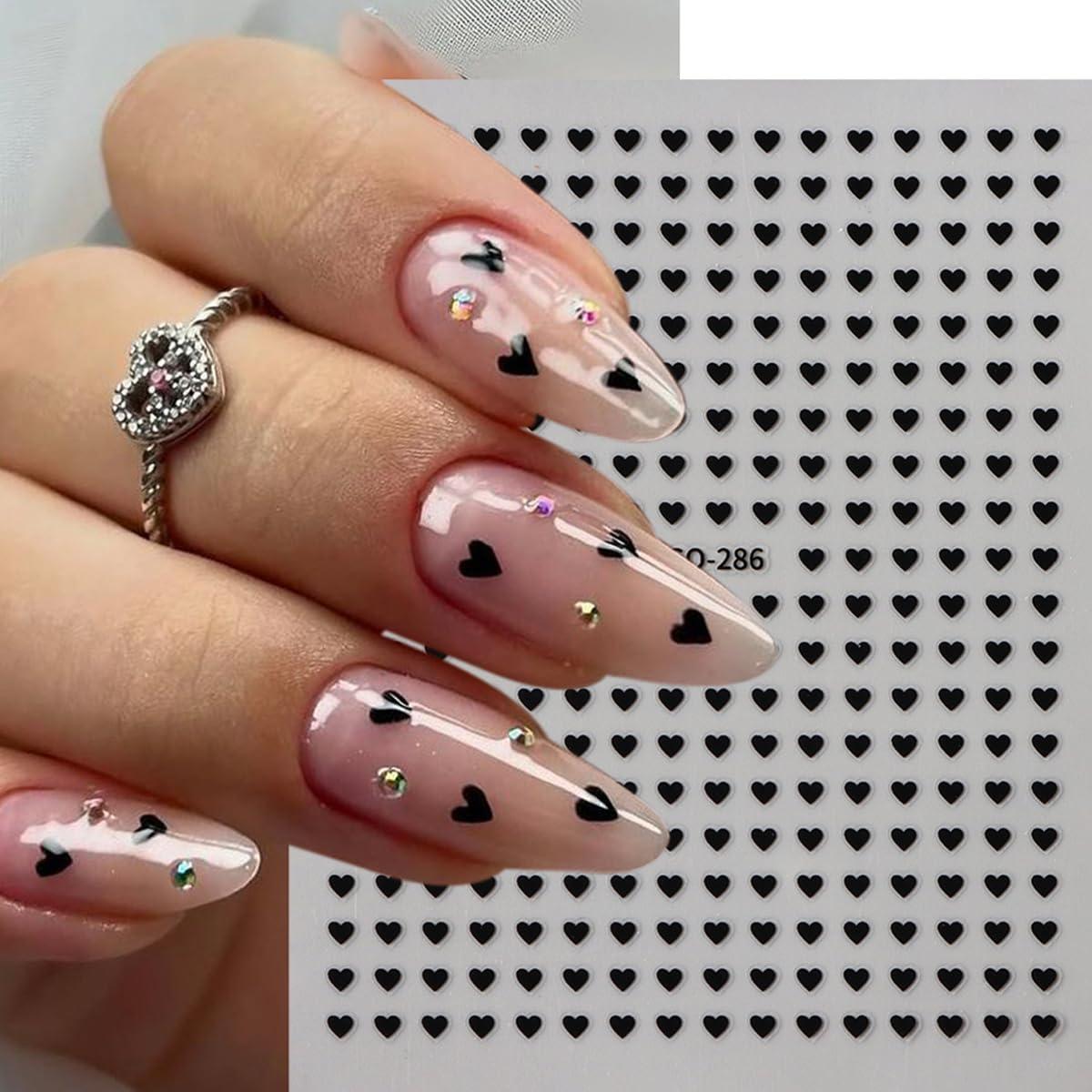 Calcomanías de Uñas 3D Corazón Rojo Brillante BSBTBZ - 6 Piezas