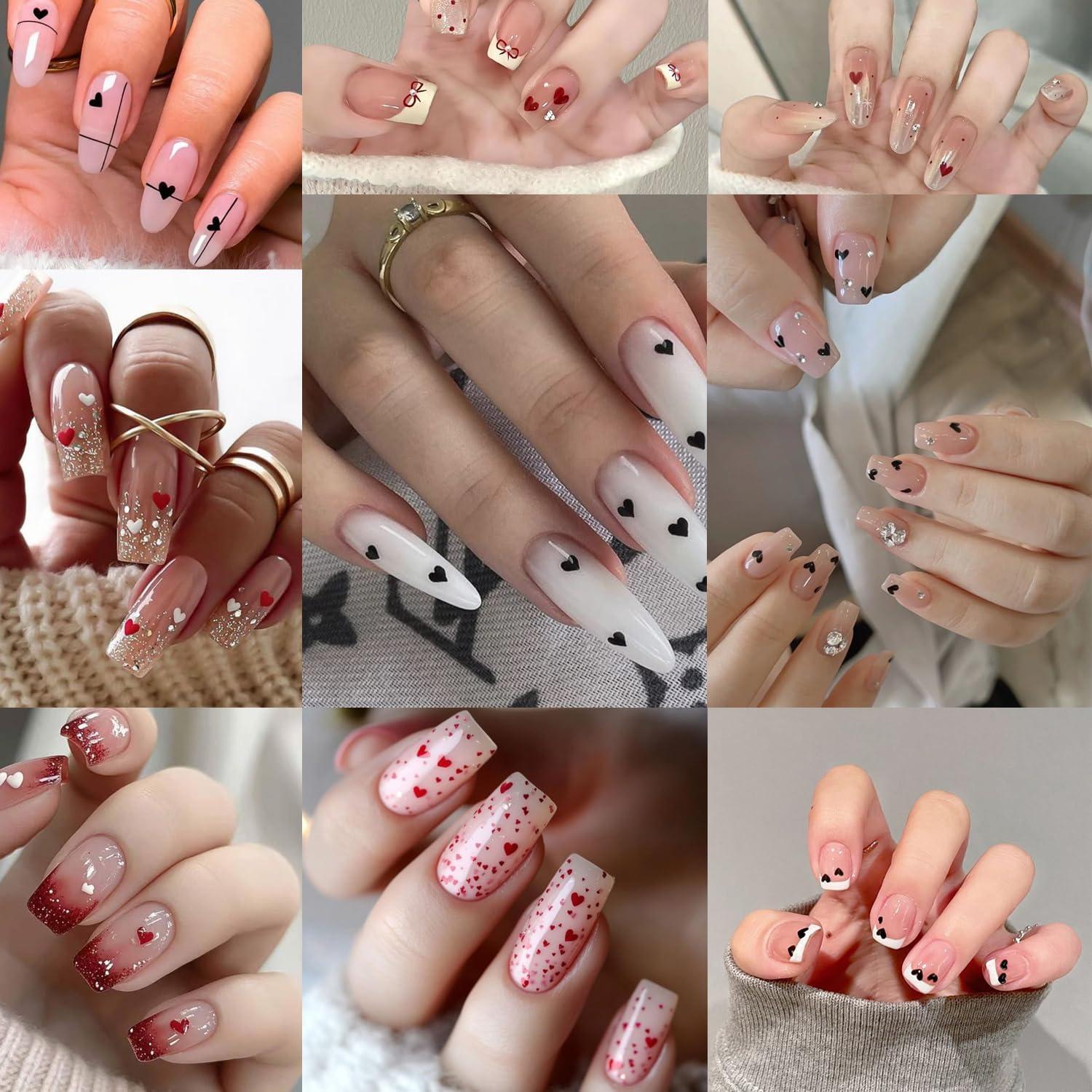 Calcomanías de Uñas 3D Corazón Rojo Brillante BSBTBZ - 6 Piezas