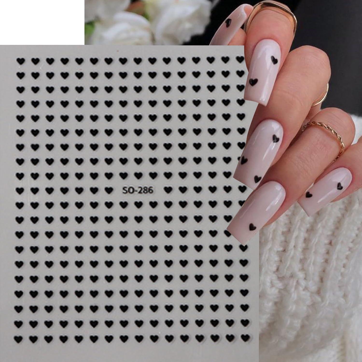 Calcomanías de Uñas 3D Corazón Rojo Brillante BSBTBZ - 6 Piezas