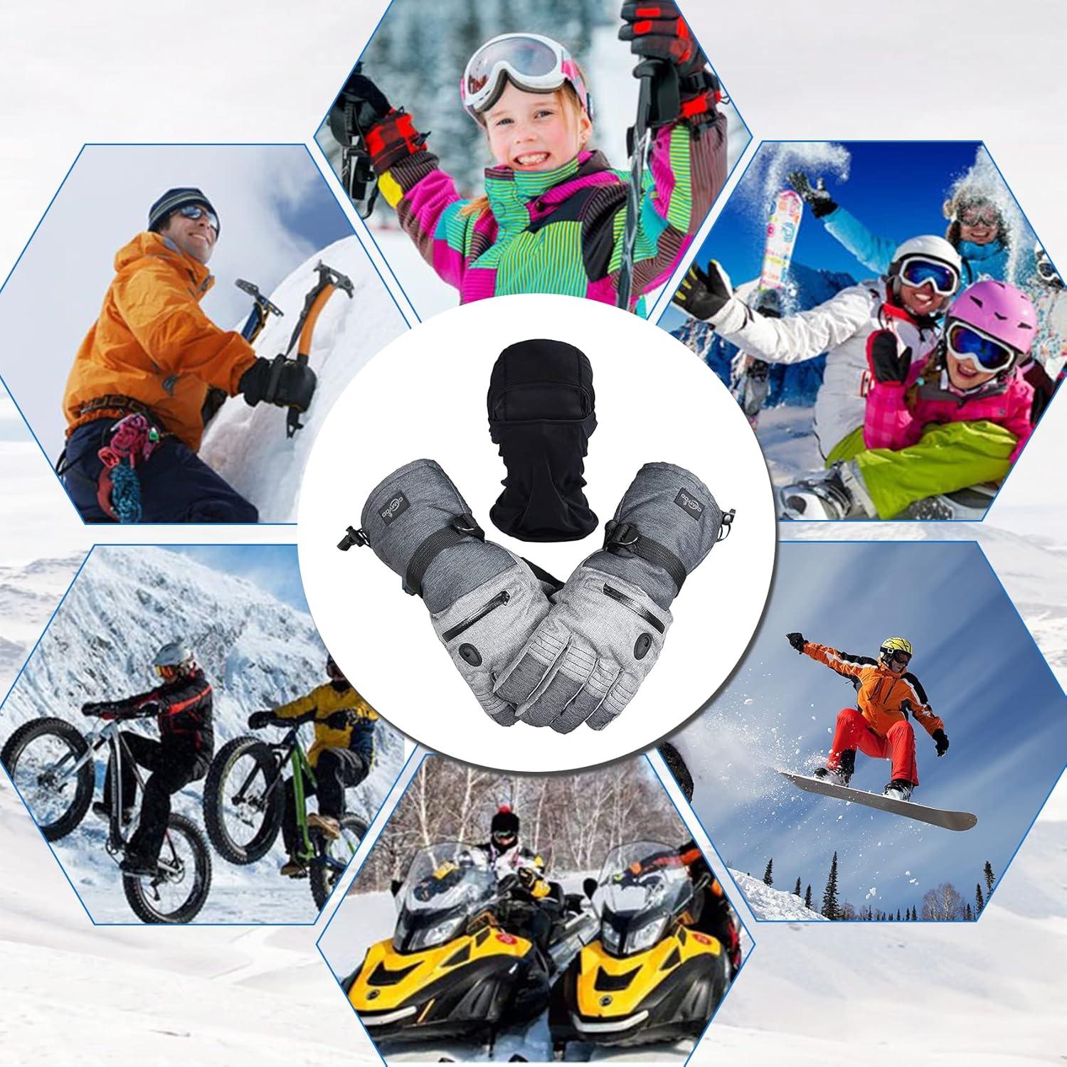 Guantes de Esquí CAMYOD Impermeables con Pasamontañas Gratis