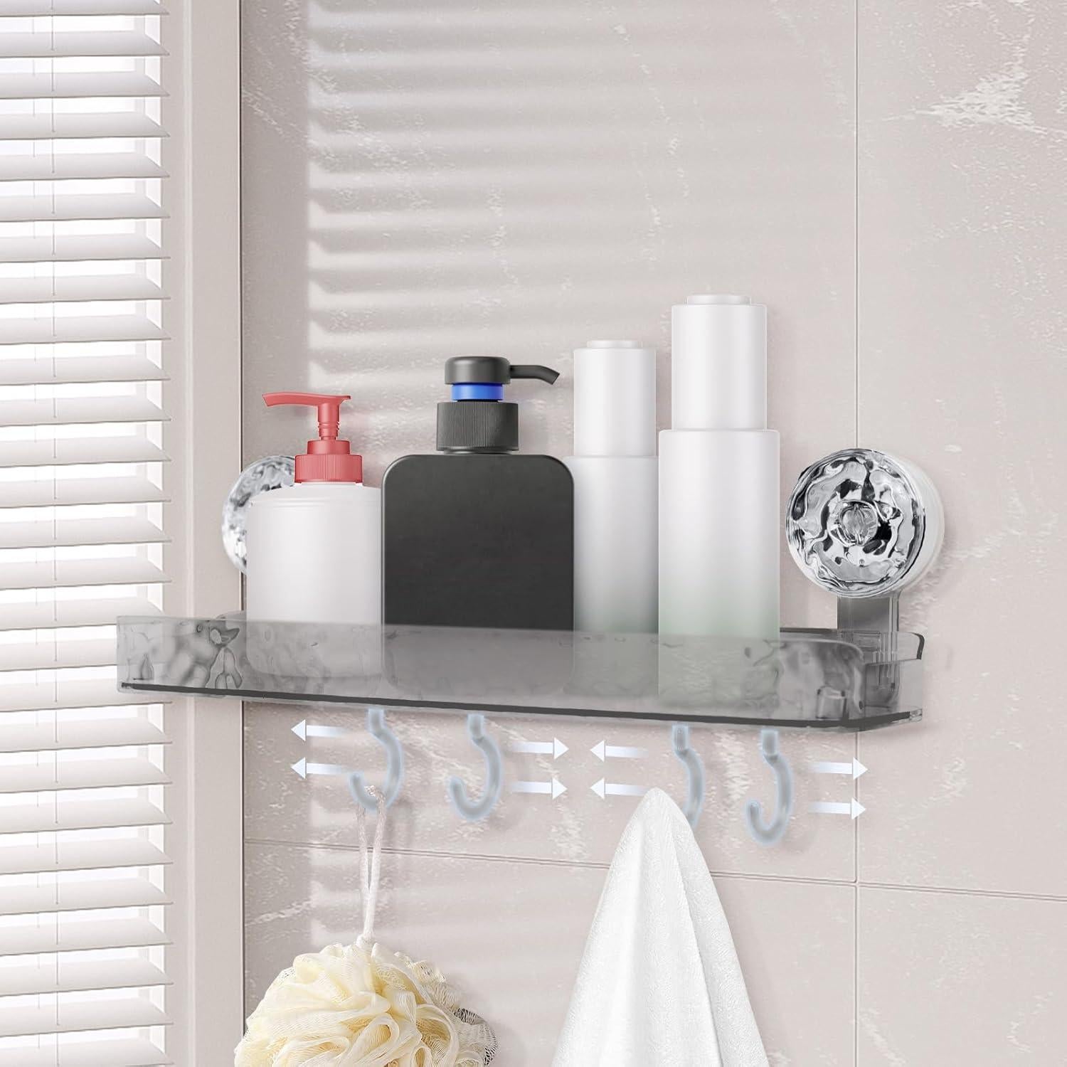 Estante de Ducha con Ventosa Greraes Acrílico Gris 25.4cm