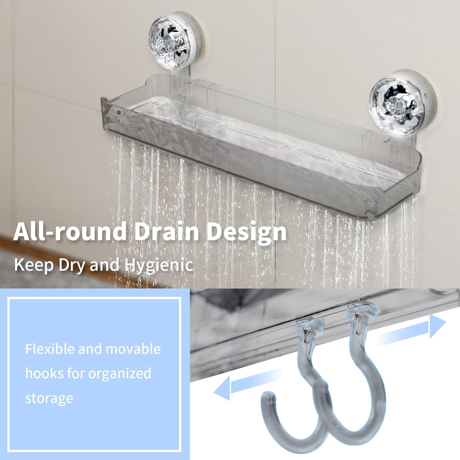 Estante de Ducha con Ventosa Greraes Acrílico Gris 25.4cm