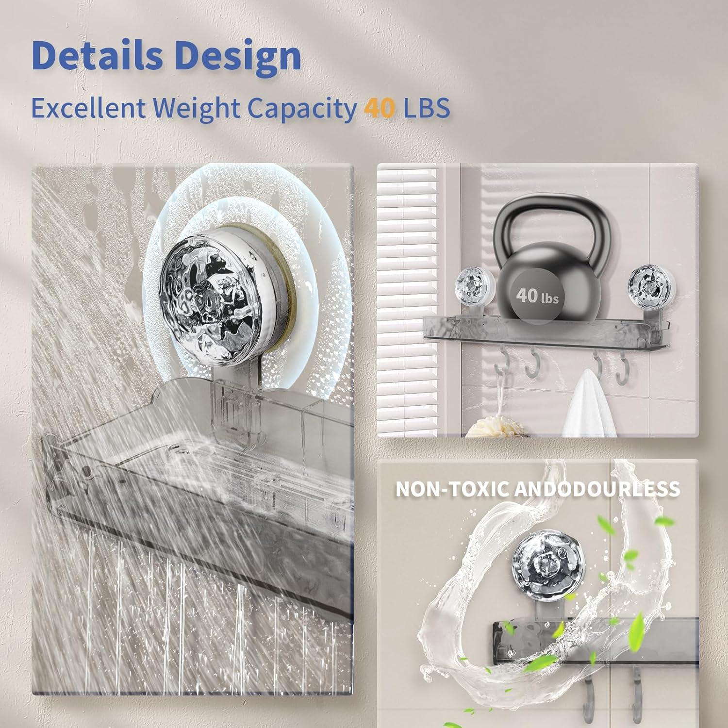 Estante de Ducha con Ventosa Greraes Acrílico Gris 25.4cm