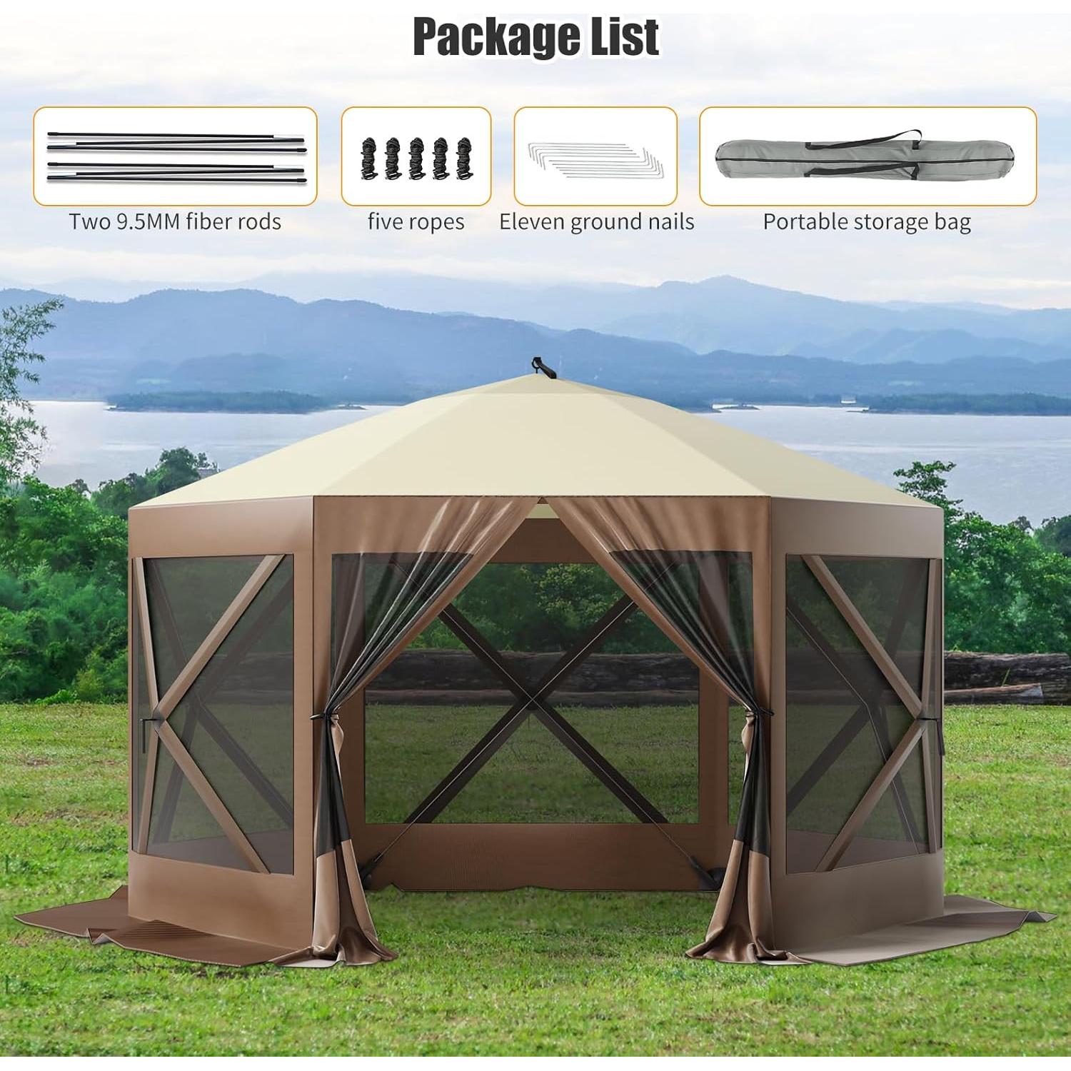 Carpa Pop-Up GarveeLife 3.05x3.05m Impermeable Marrón Beige